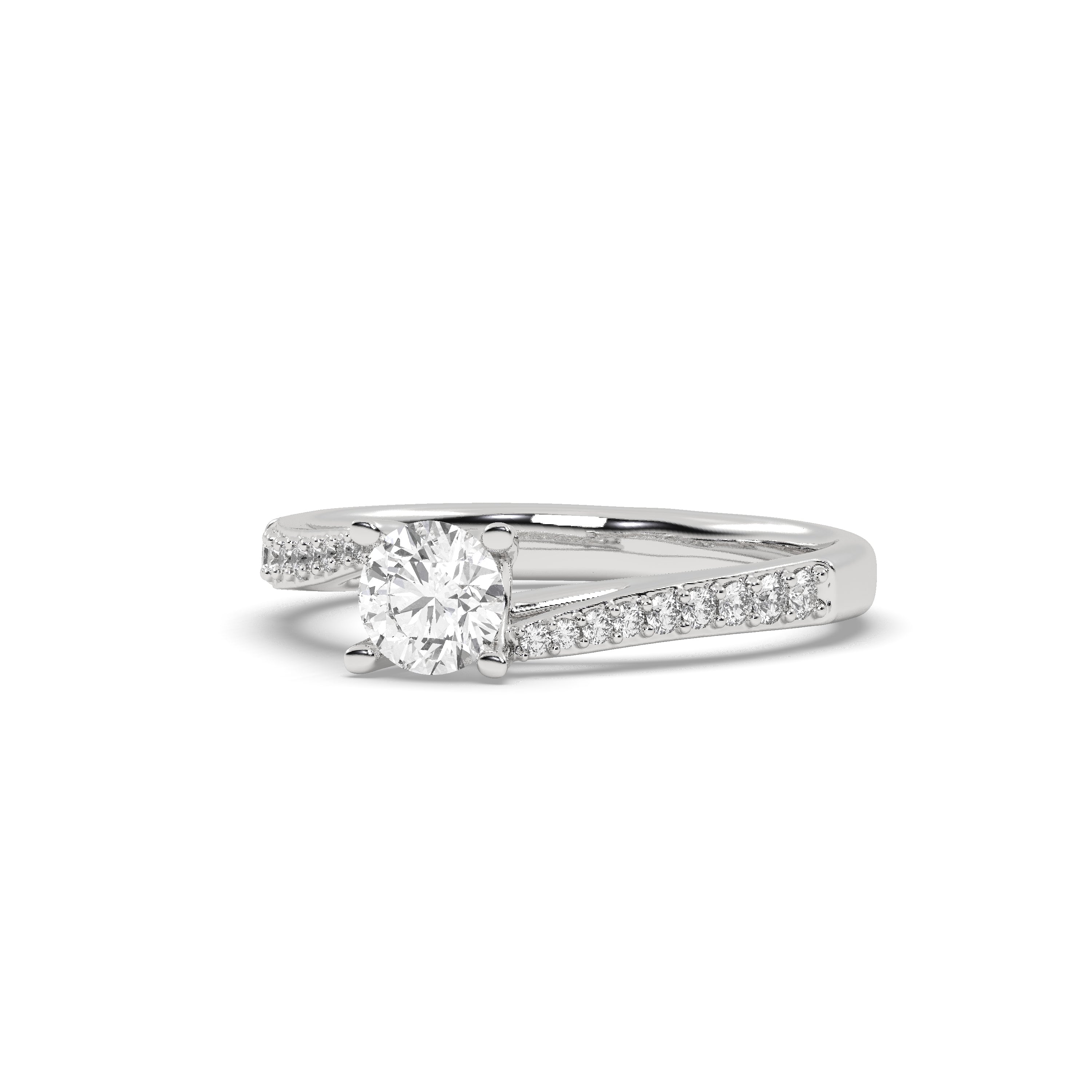 White Gold Studded 0.822 Carat Lab Grown Diamond Ring-F Color VS2 Clarity.
