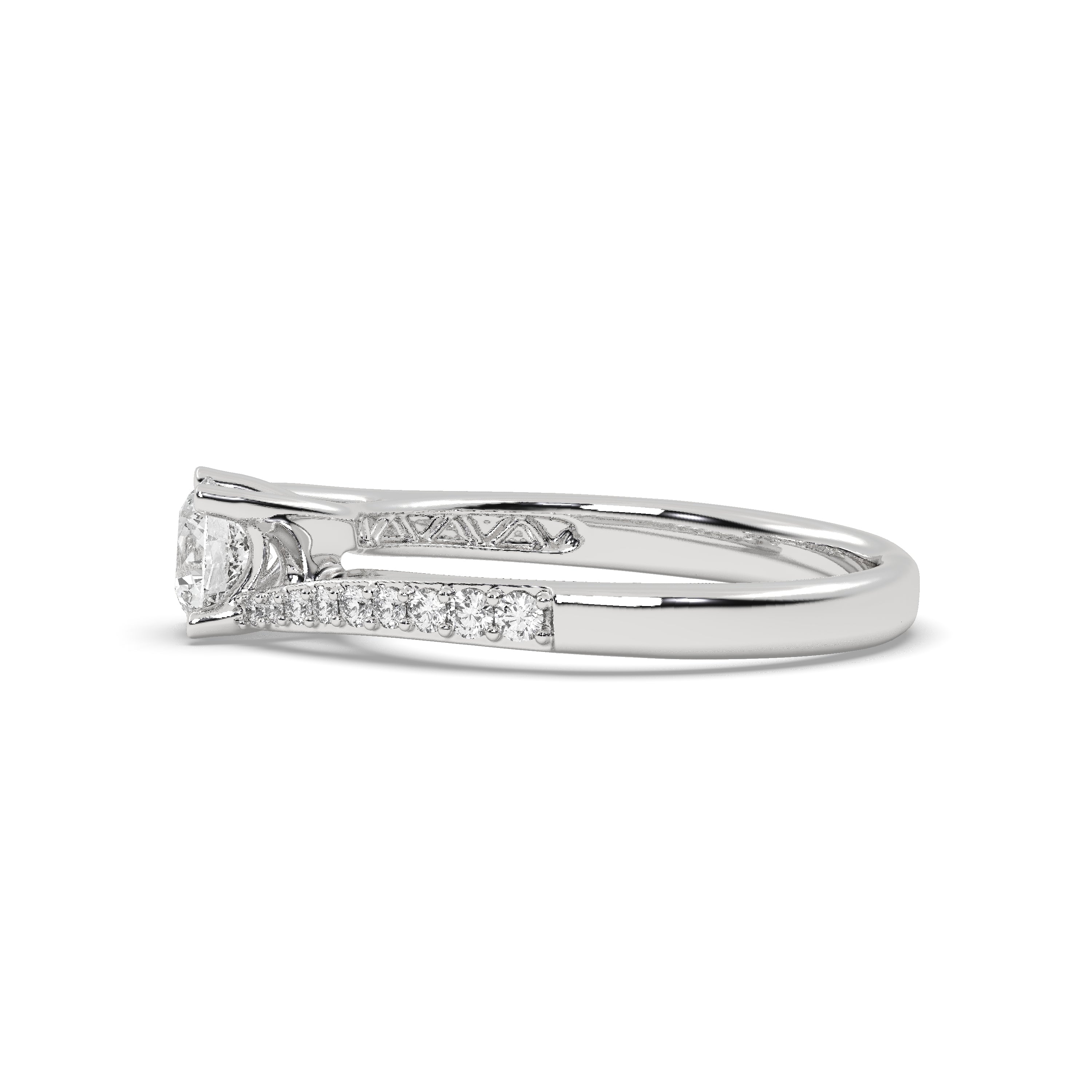 White Gold Studded 0.822 Carat Lab Grown Diamond Ring-F Color VS2 Clarity.