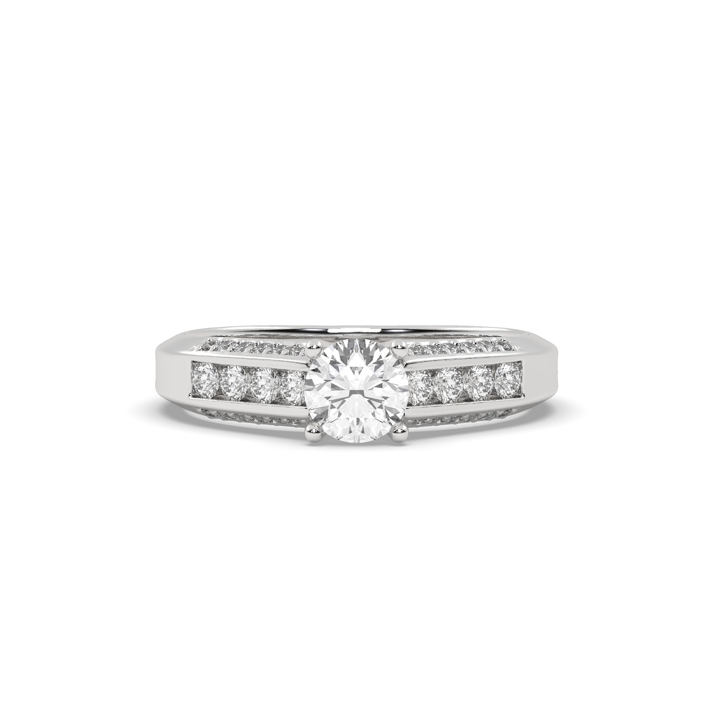 White Gold Studded 1.082 Carat Lab Grown Diamond Ring-G Color VS1 Clarity.