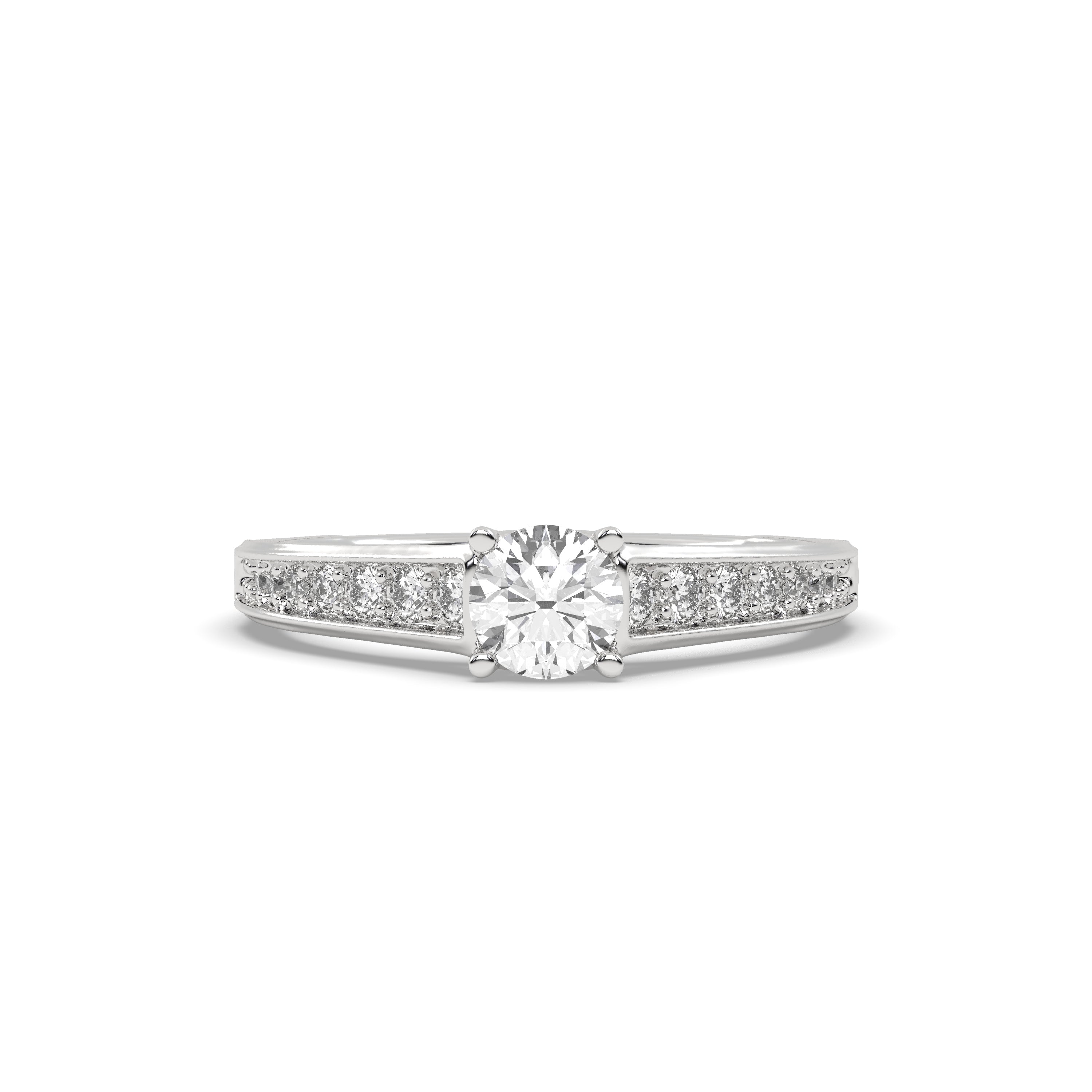White Gold Studded 0.956 Carat Lab Grown Diamond Ring-E Color VS1 Clarity.