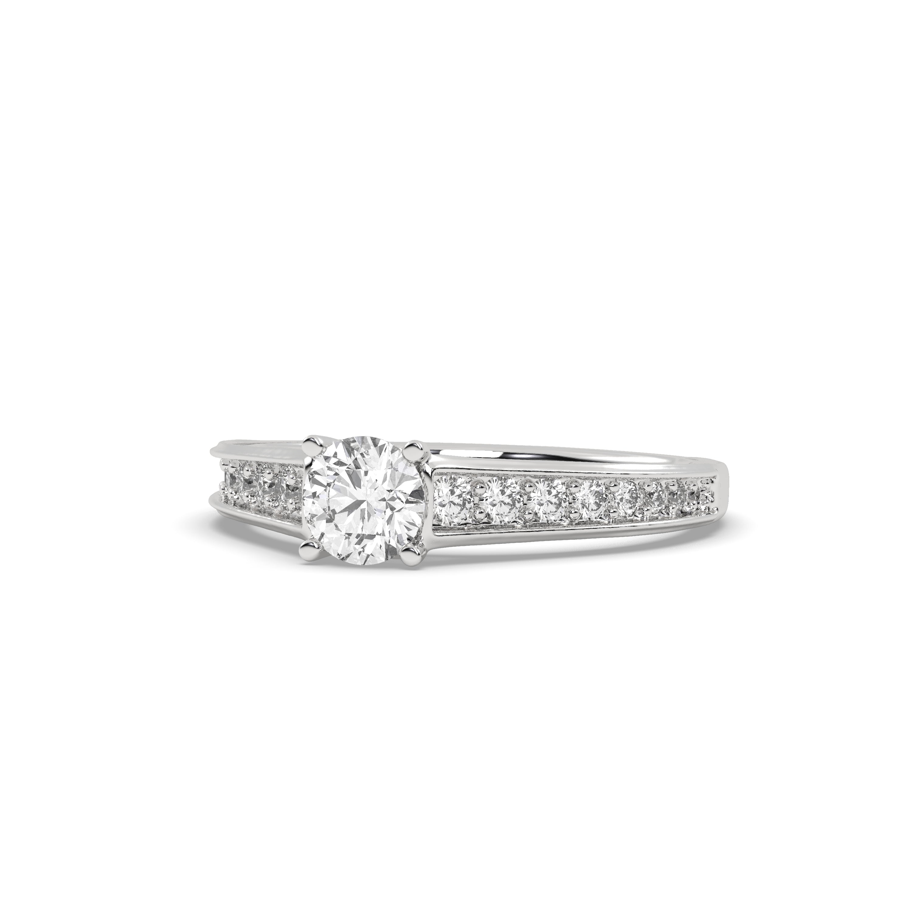 White Gold Studded 0.956 Carat Lab Grown Diamond Ring-E Color VS1 Clarity.