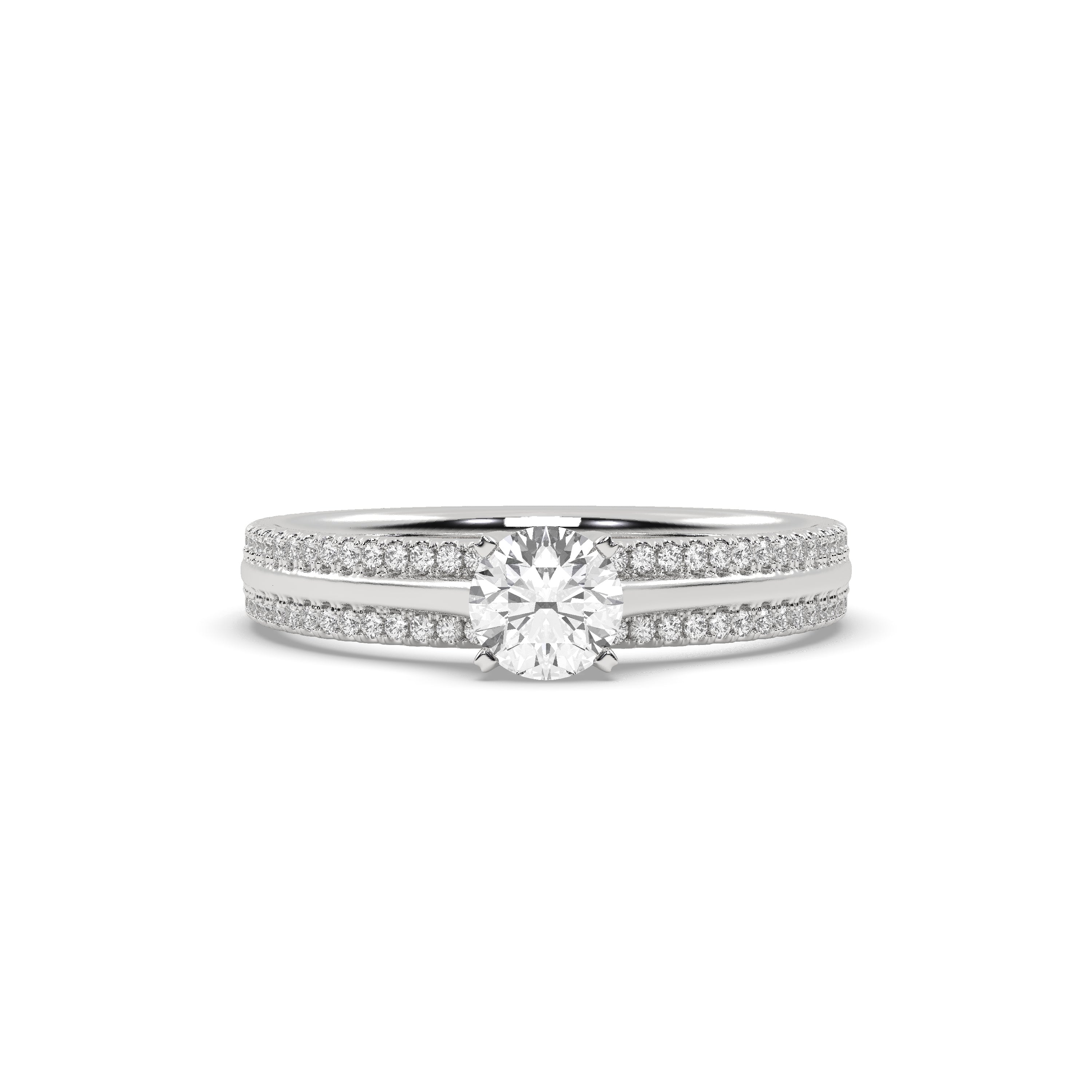 White Gold Studded 1.03 Carat Lab Grown Diamond Ring-F Color VVS2 Clarity.