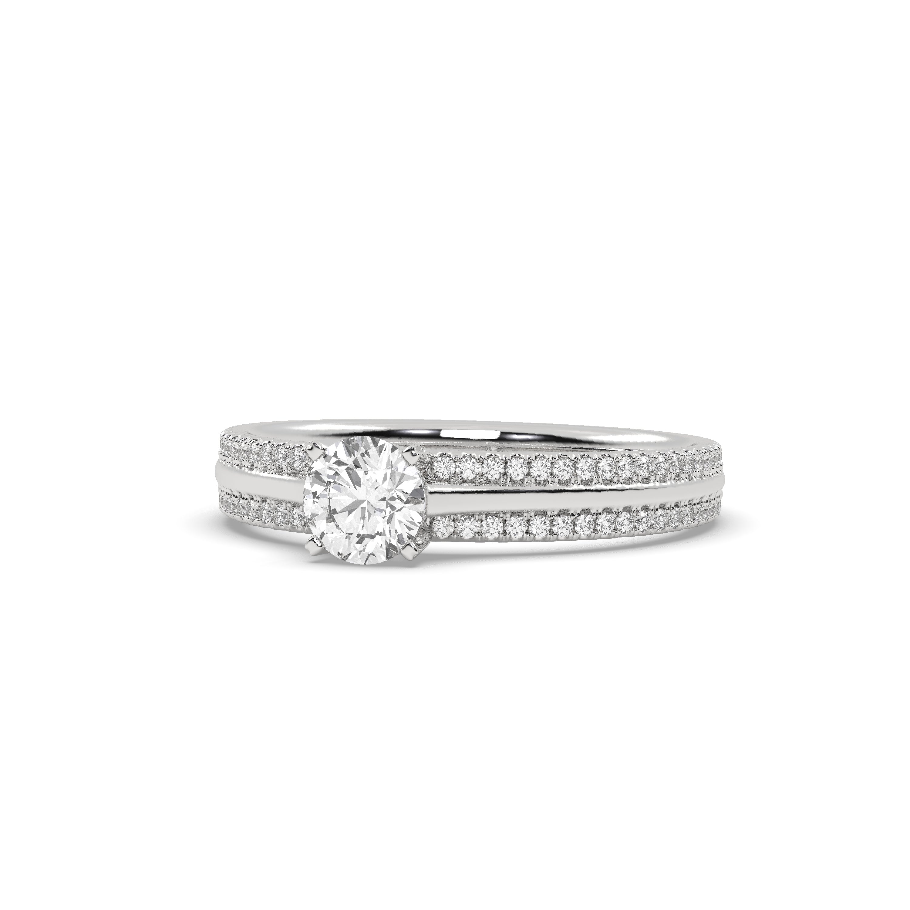 White Gold Studded 1.03 Carat Lab Grown Diamond Ring-F Color VVS2 Clarity.