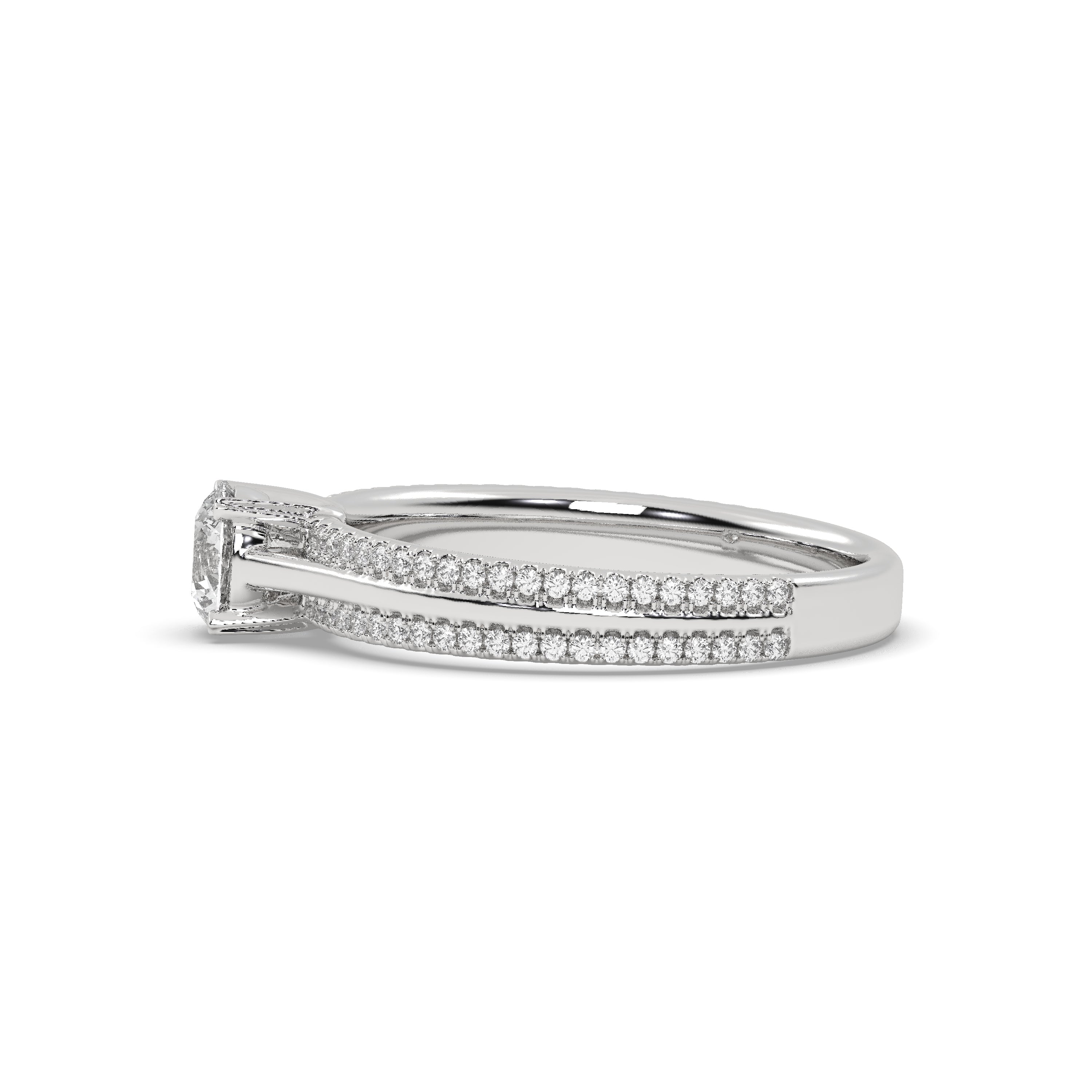 White Gold Studded 1.03 Carat Lab Grown Diamond Ring-F Color VVS2 Clarity.