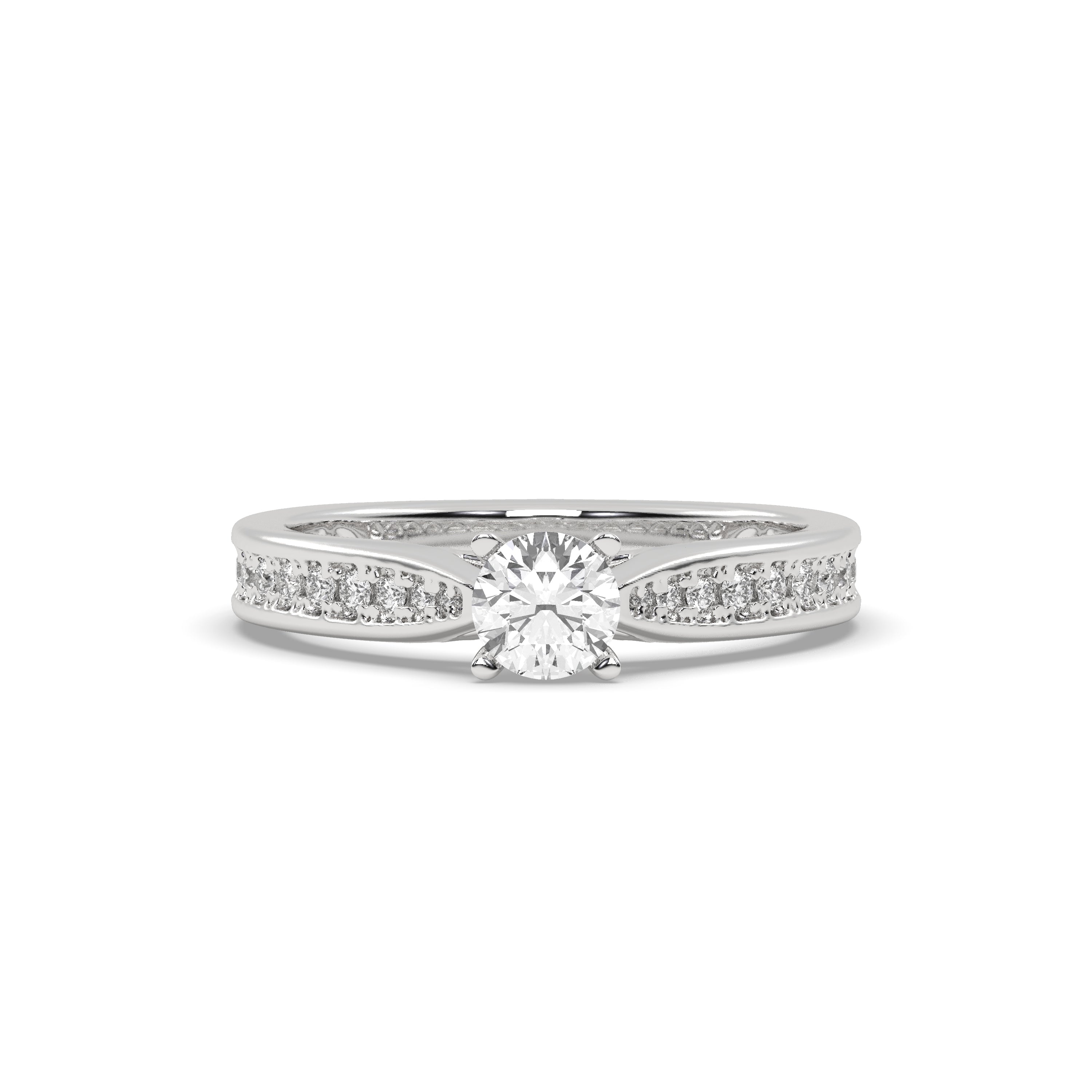 White Gold Studded 1.156 Carat Lab Grown Diamond Ring-F Color VS2 Clarity.