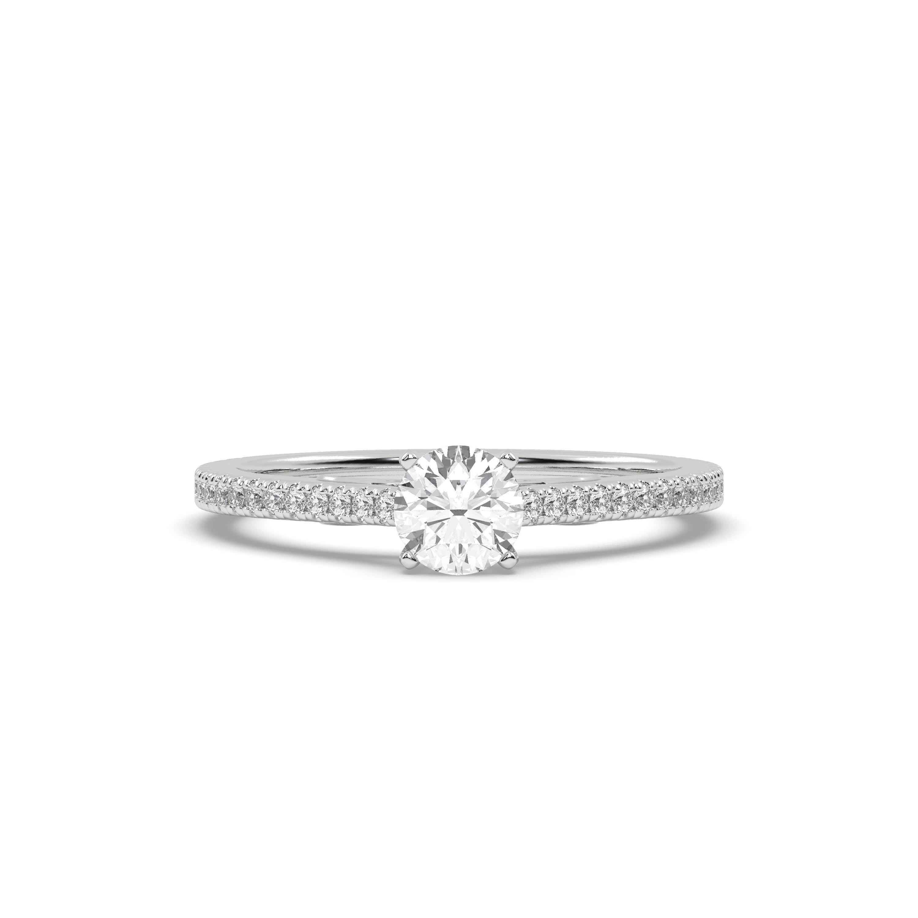 White Gold Studded 0.962 Carat Lab Grown Diamond Ring-E Color VS1 Clarity.