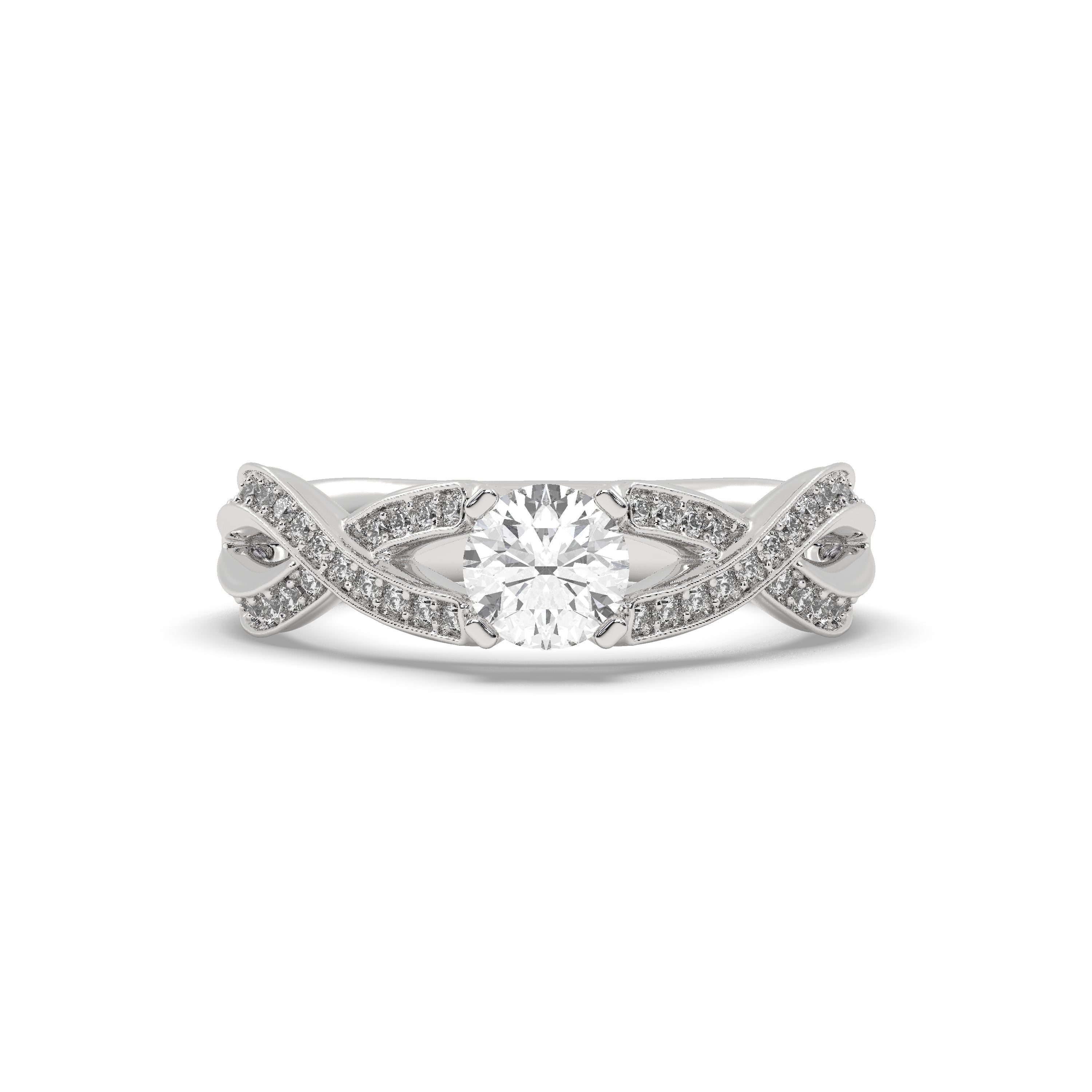 White Gold Studded 1.054 Carat Lab Grown Diamond Ring-F Color VS1 Clarity.