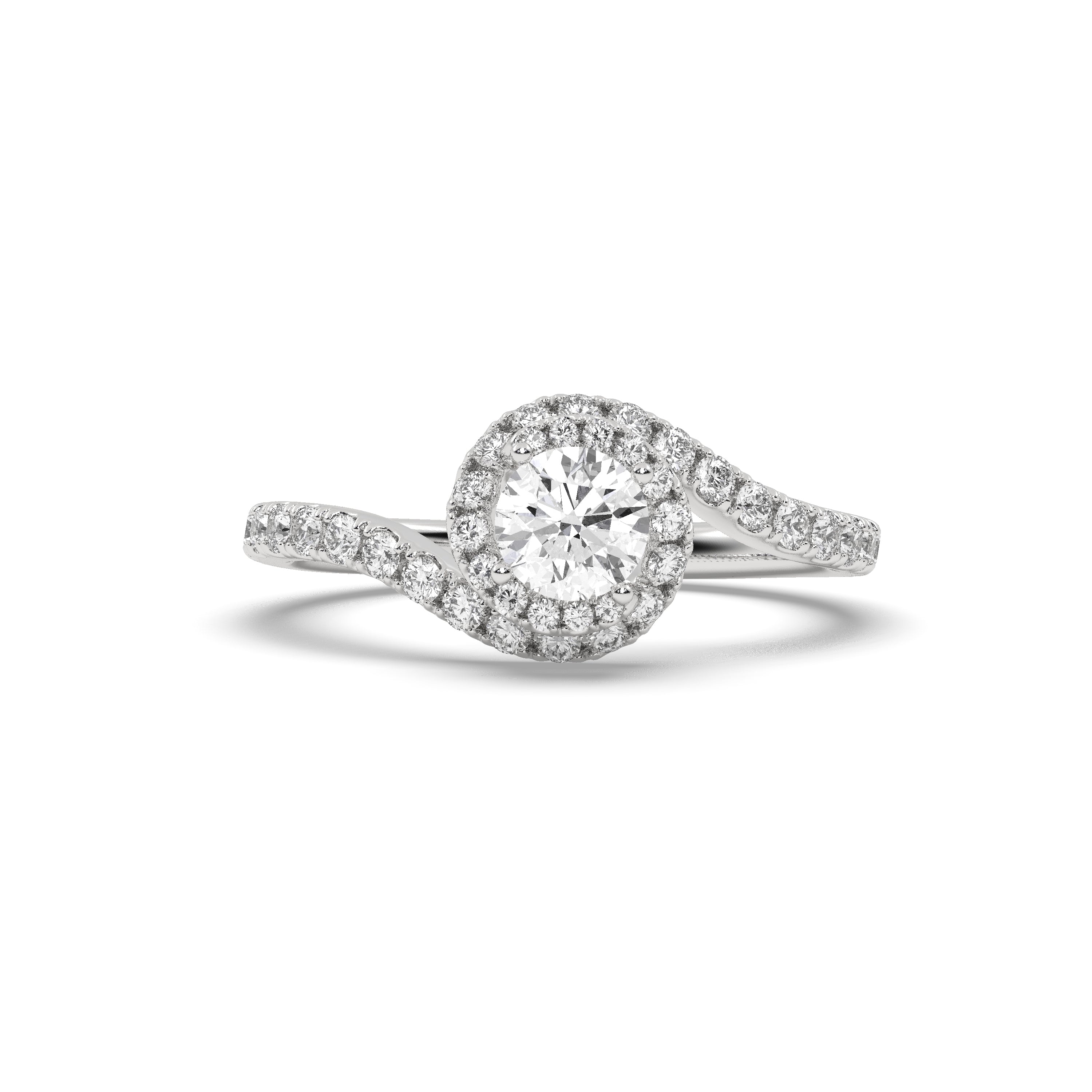 White Gold Studded 1.2294 Carat Lab Grown Diamond Ring-G Color VS1 Clarity.
