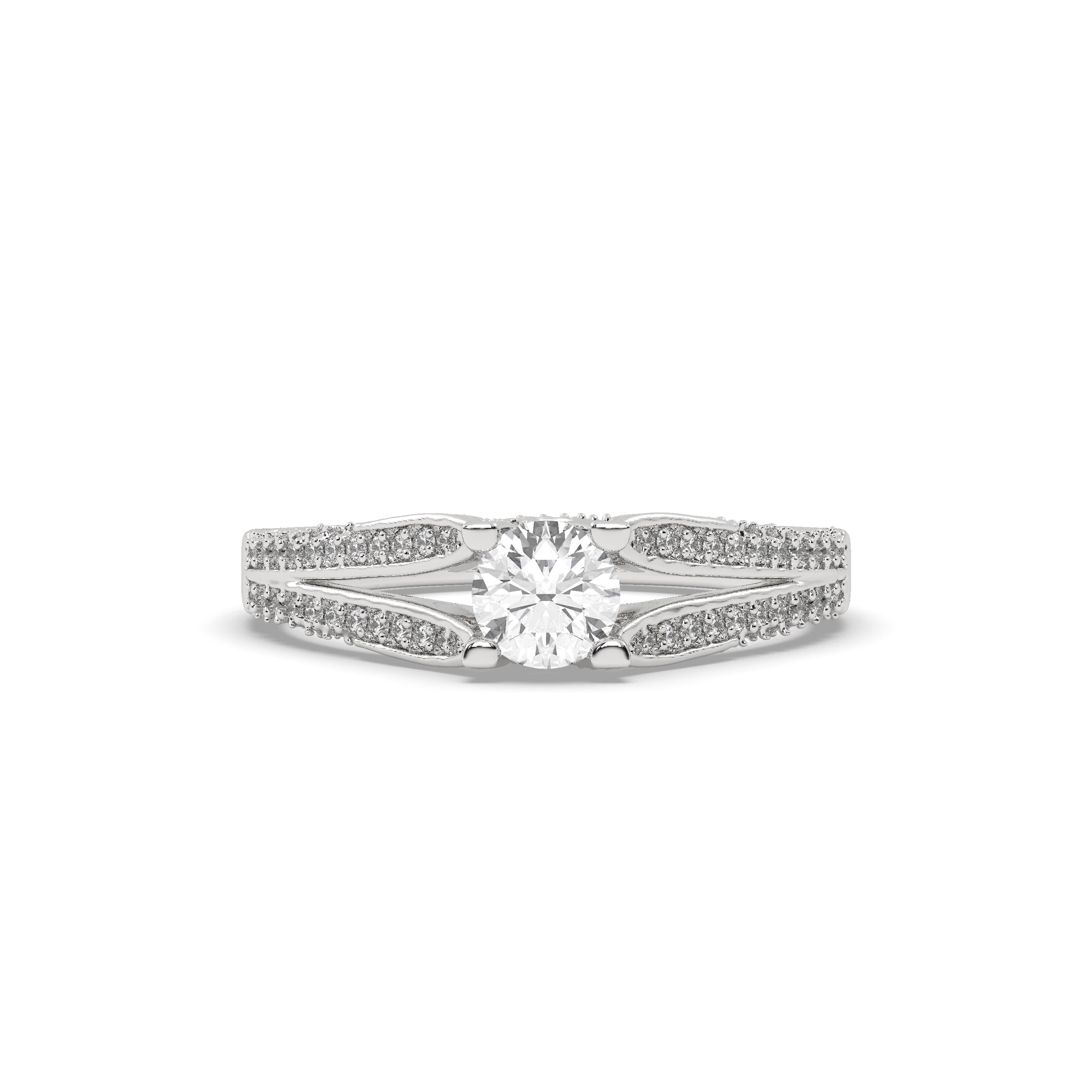 White Gold Studded 1.138 Carat Lab Grown Diamond Ring-E Color VS1 Clarity.