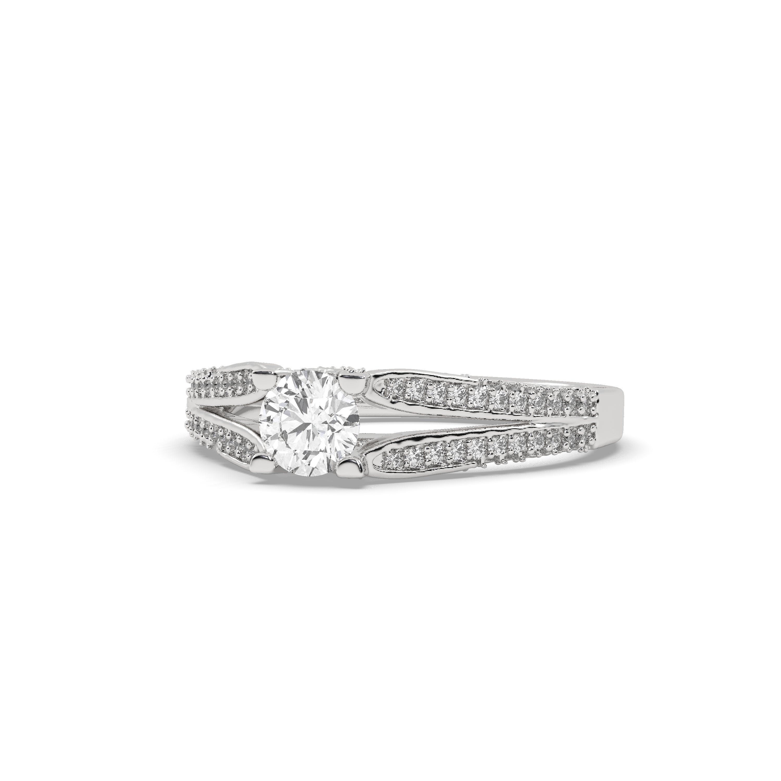 White Gold Studded 1.138 Carat Lab Grown Diamond Ring-E Color VS1 Clarity.