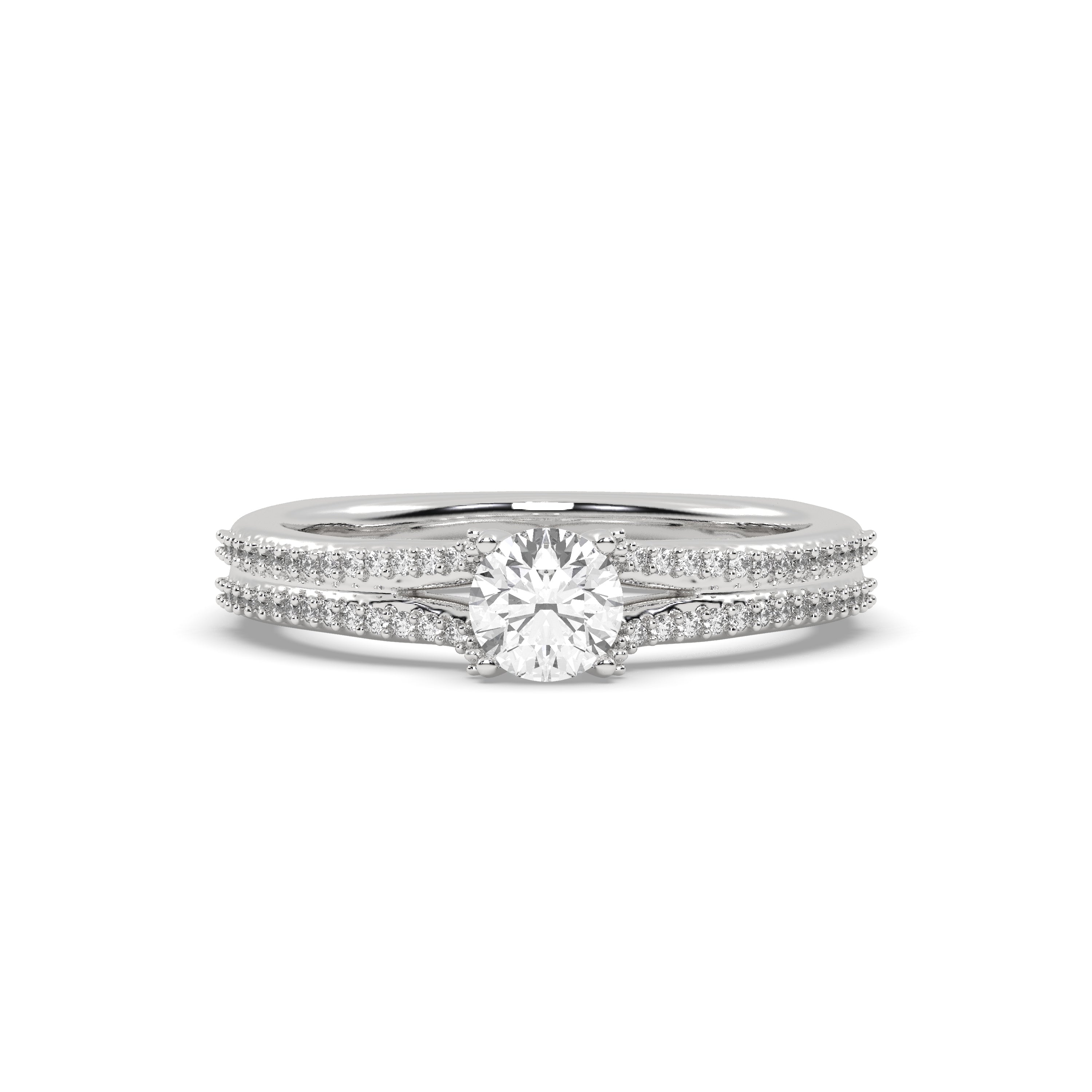 White Gold Studded 0.89 Carat Lab Grown Diamond Ring-F Color VS1 Clarity.