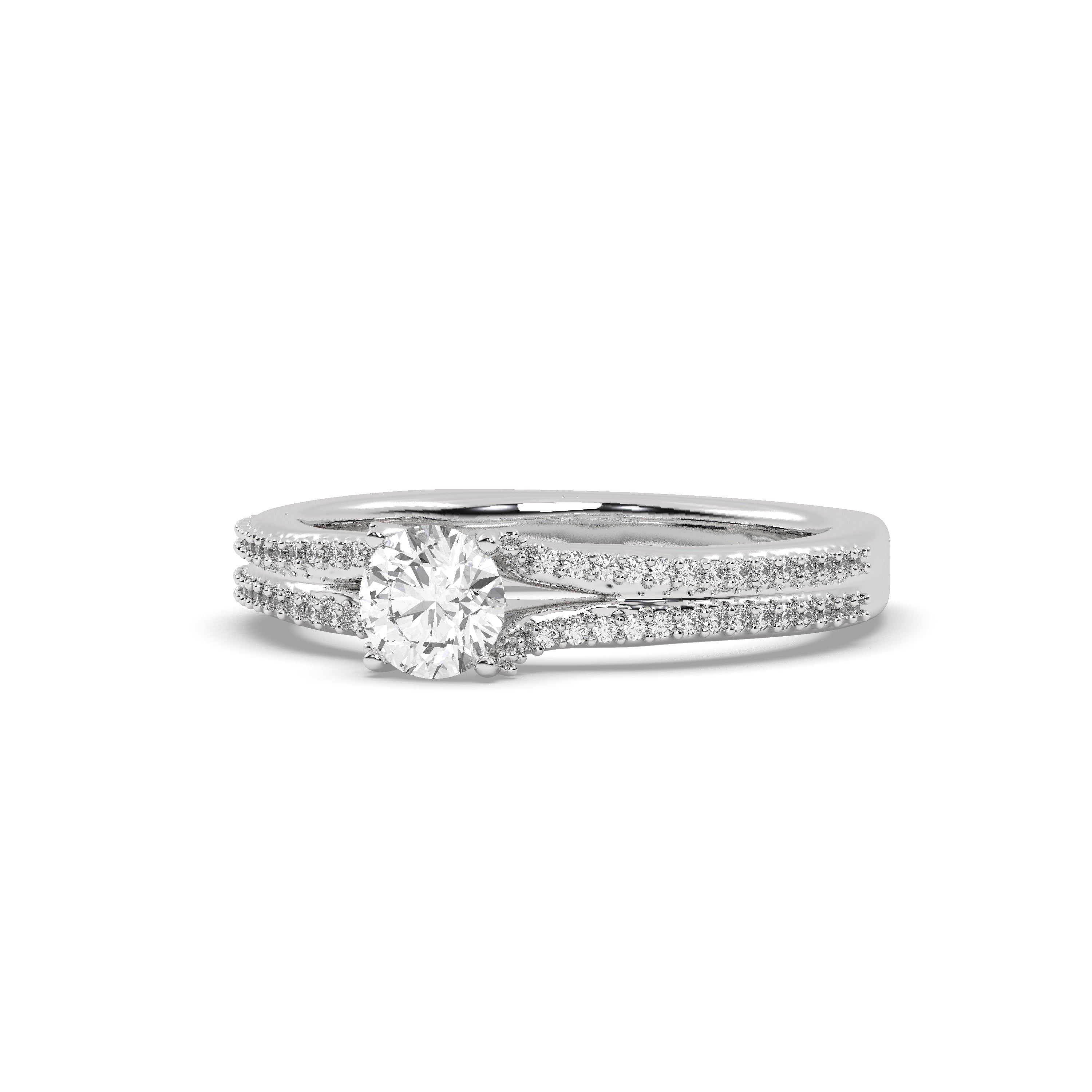 White Gold Studded 0.89 Carat Lab Grown Diamond Ring-F Color VS1 Clarity.
