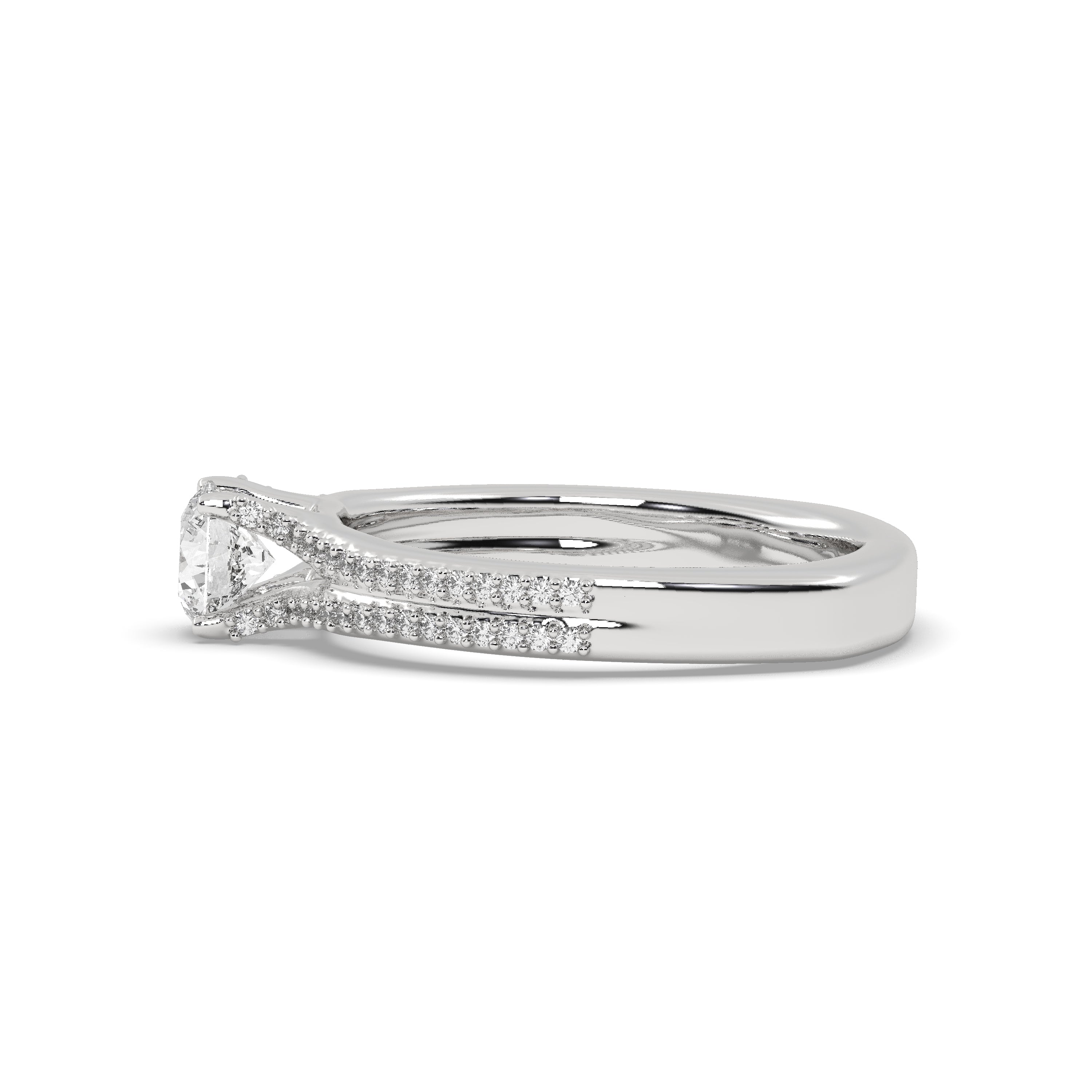 White Gold Studded 0.89 Carat Lab Grown Diamond Ring-F Color VS1 Clarity.