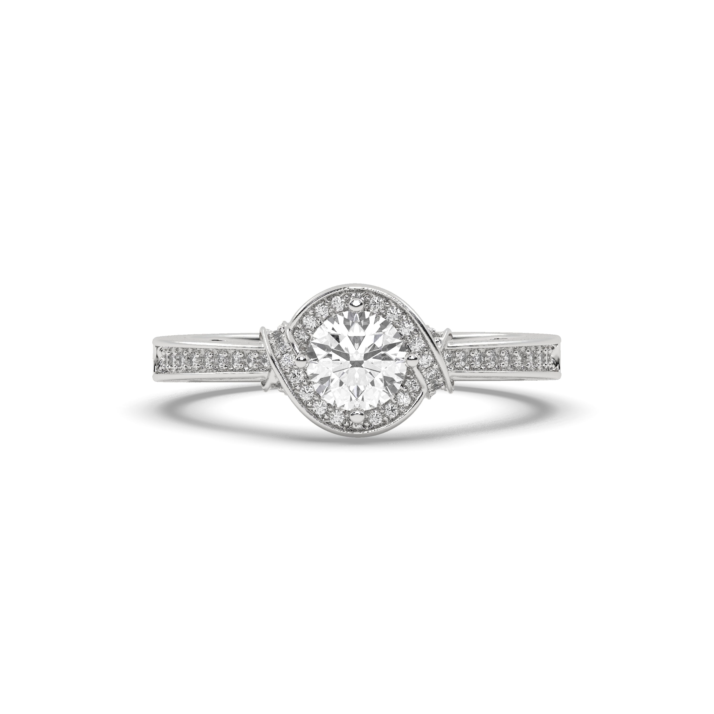 White Gold Studded 0.916 Carat Lab Grown Diamond Ring-G Color VS1 Clarity.