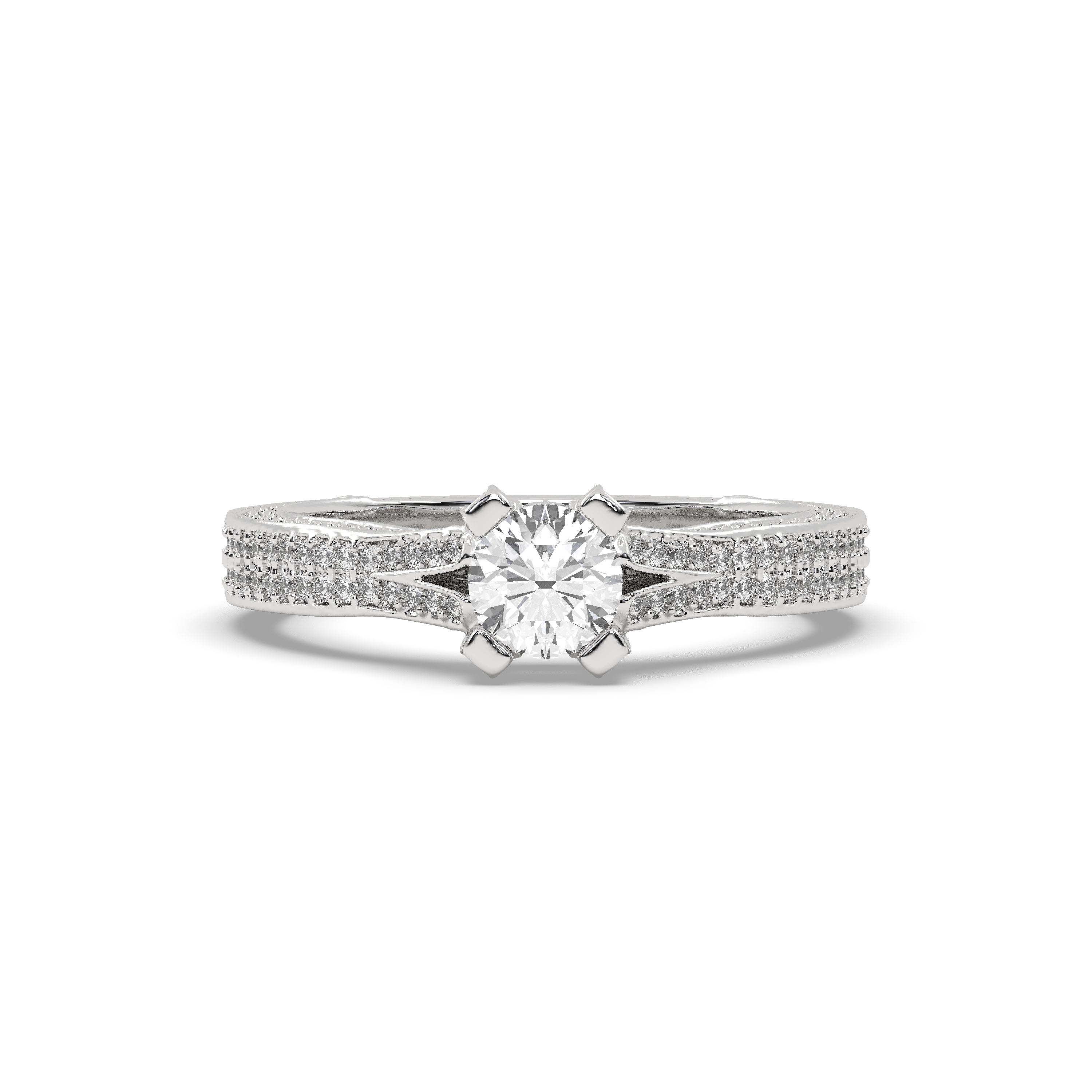 White Gold Studded 1.624 Carat Lab Grown Diamond Ring-F Color VS1 Clarity.
