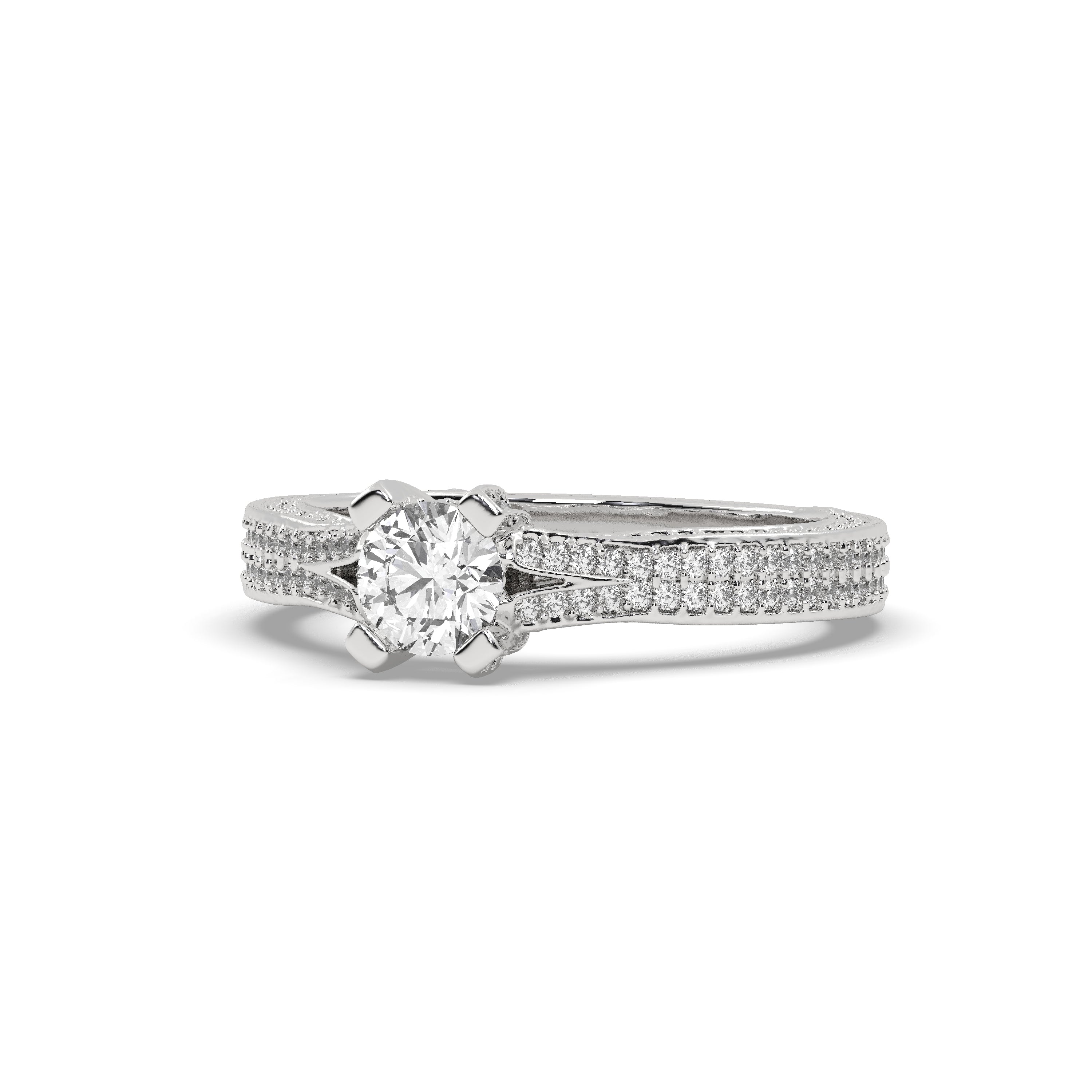 White Gold Studded 1.624 Carat Lab Grown Diamond Ring-F Color VS1 Clarity.