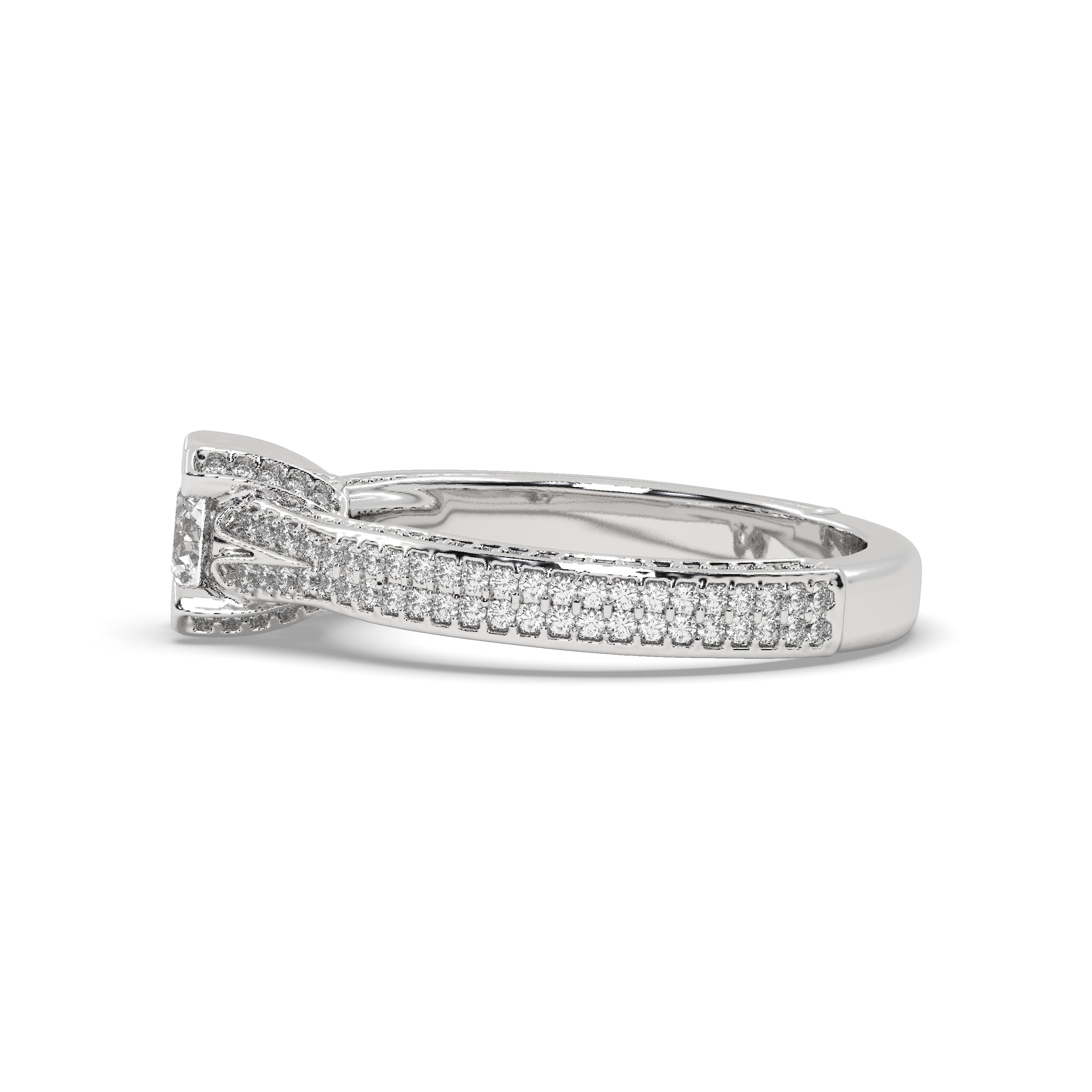 White Gold Studded 1.624 Carat Lab Grown Diamond Ring-F Color VS1 Clarity.