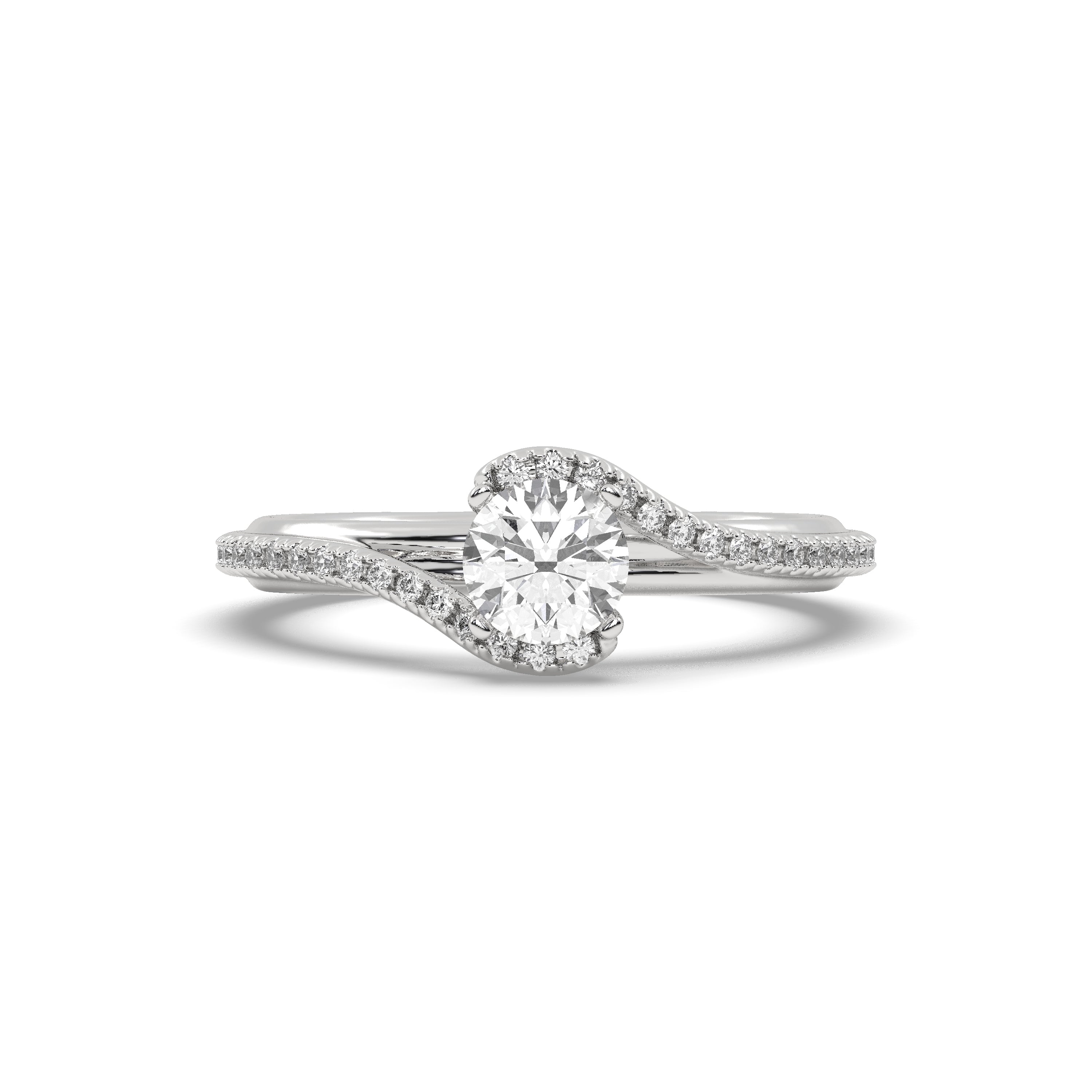 White Gold Studded 1.05 Carat Lab Grown Diamond Ring-E Color VS2 Clarity.