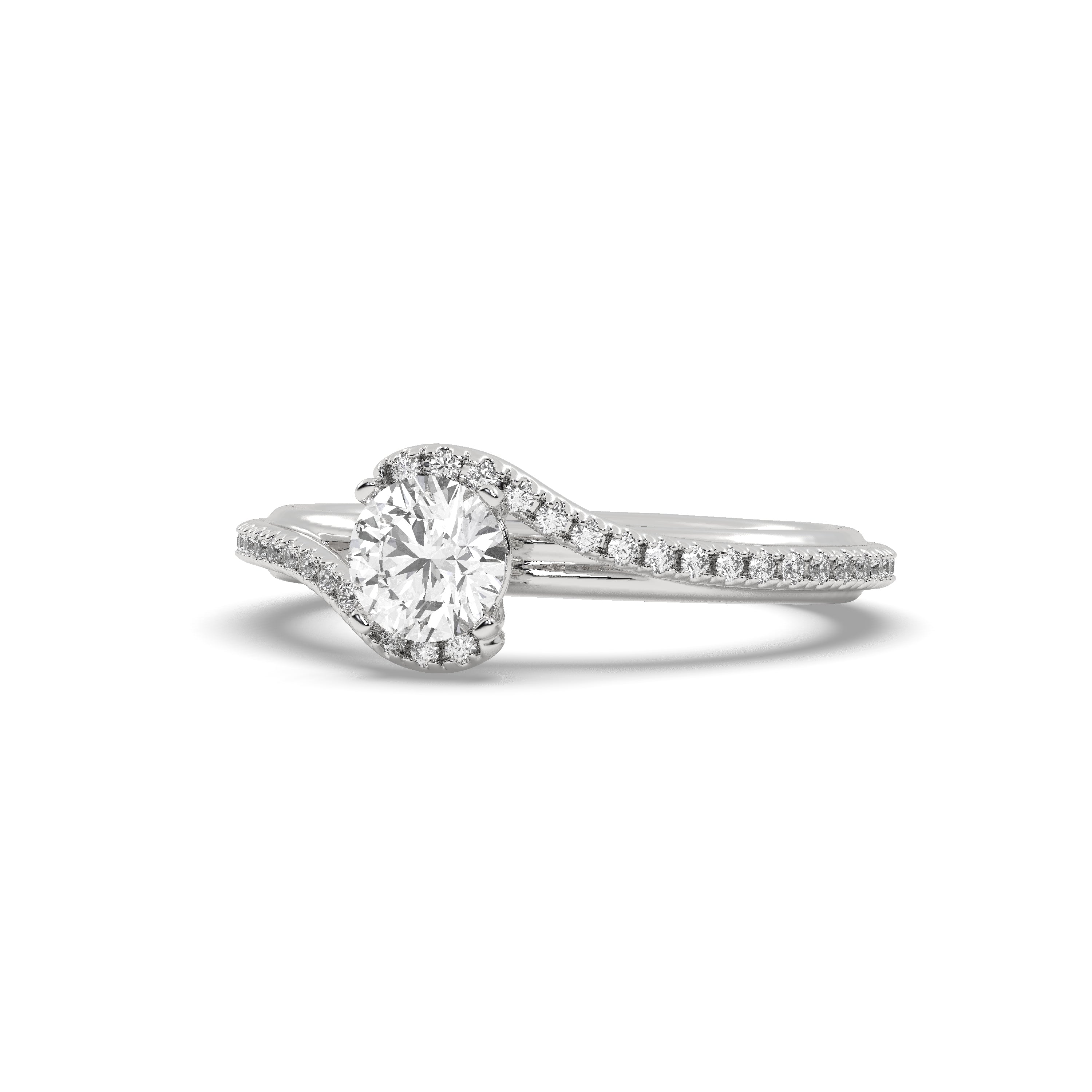 White Gold Studded 1.05 Carat Lab Grown Diamond Ring-E Color VS2 Clarity.