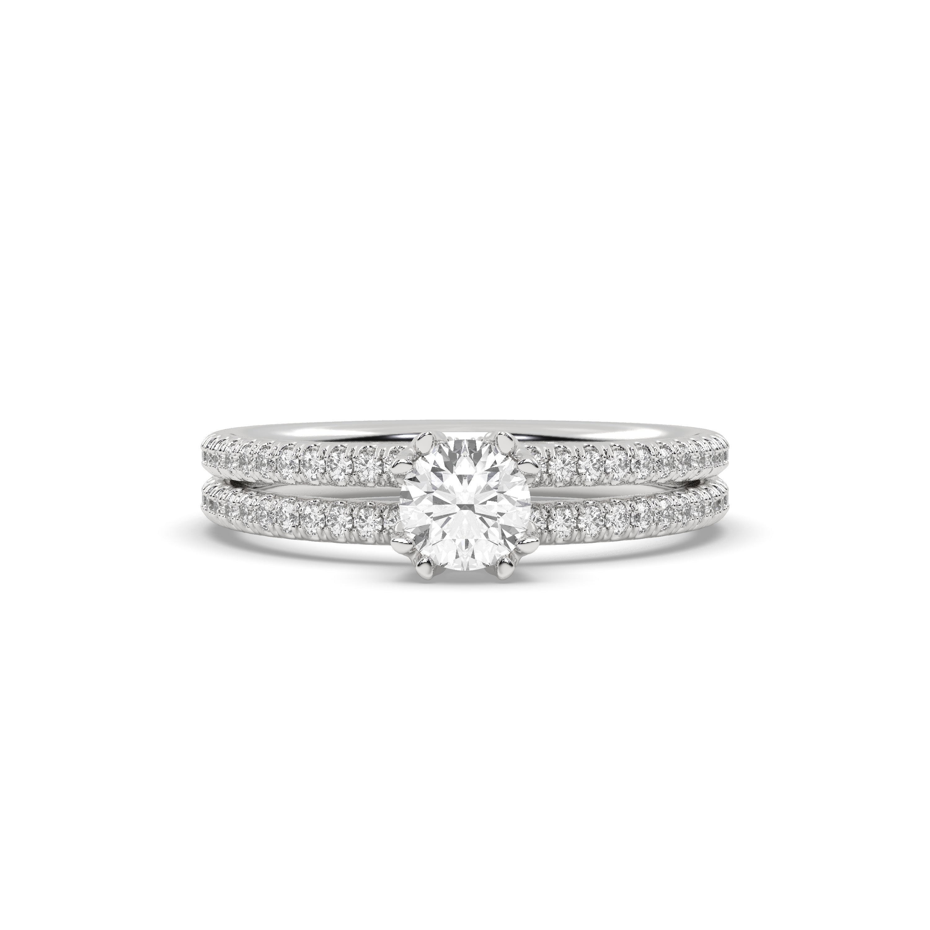 White Gold Studded 1.314 Carat Lab Grown Diamond Ring-F Color VS1 Clarity.
