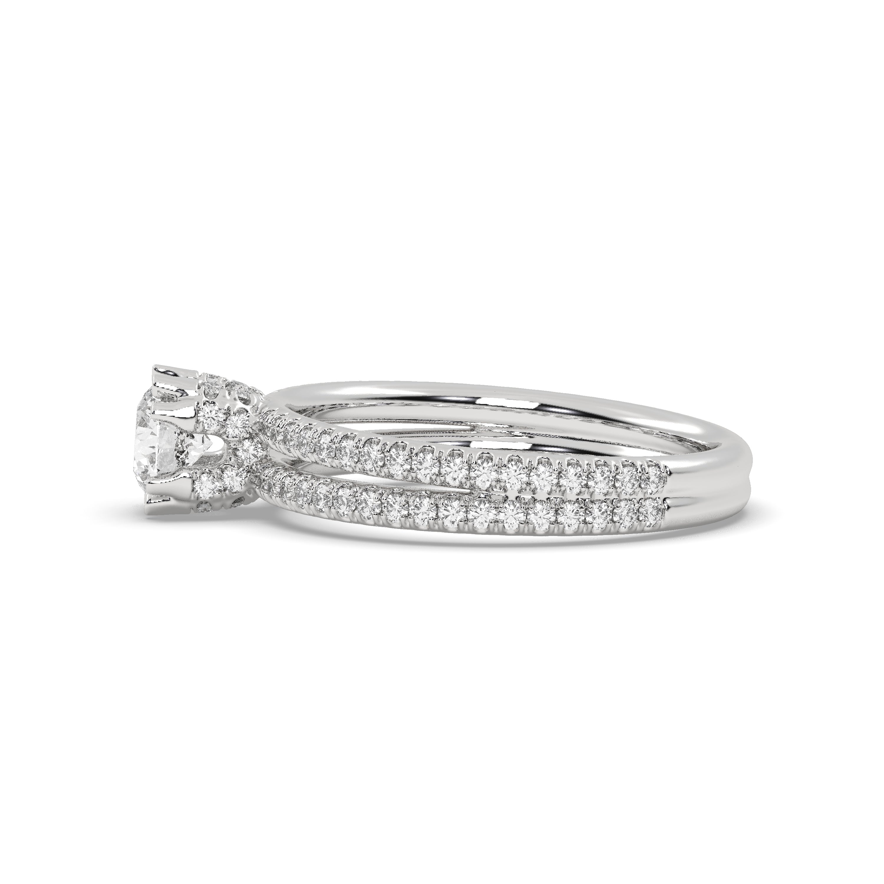White Gold Studded 1.314 Carat Lab Grown Diamond Ring-F Color VS1 Clarity.