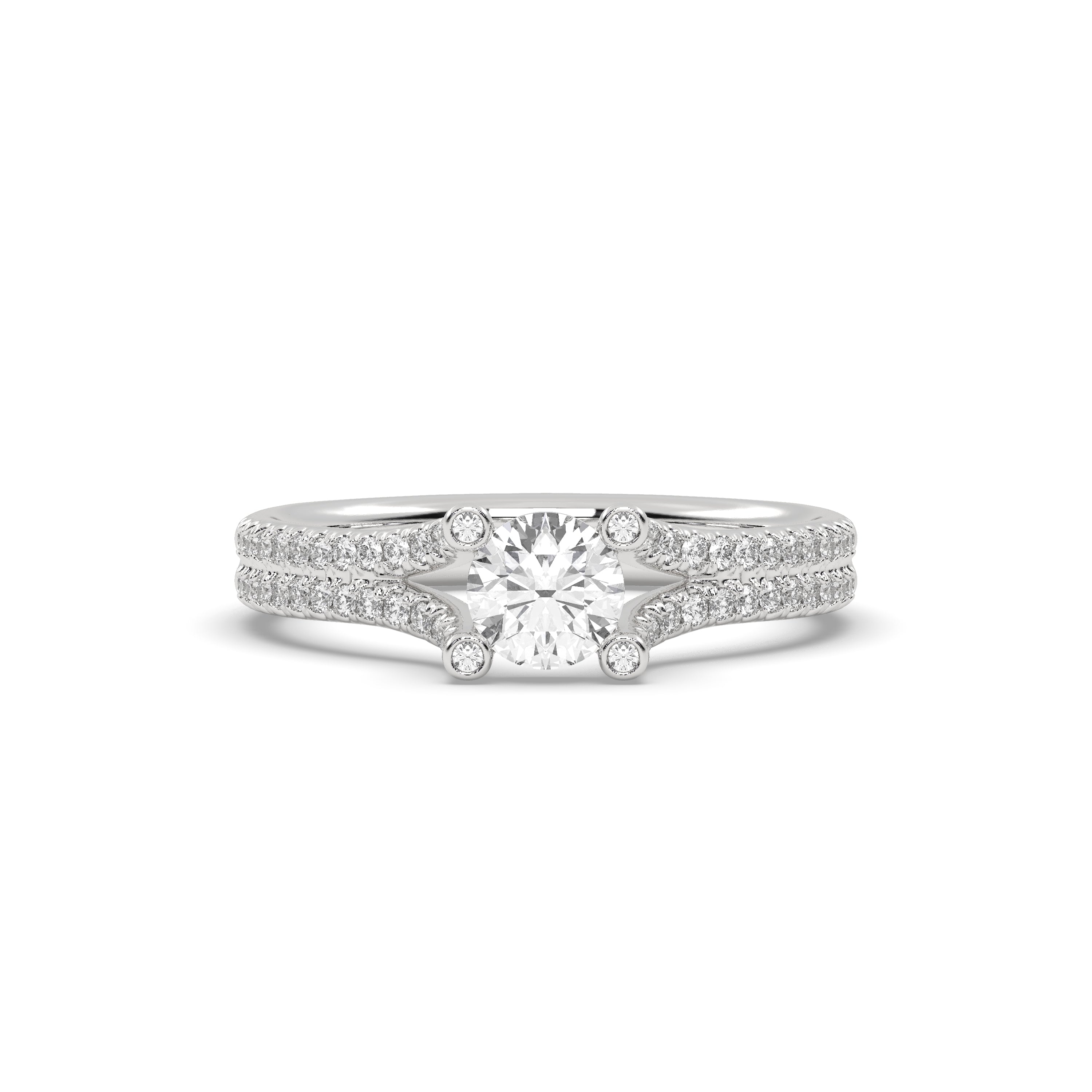 White Gold Studded 0.966 Carat Lab Grown Diamond Ring-G Color VS1 Clarity.