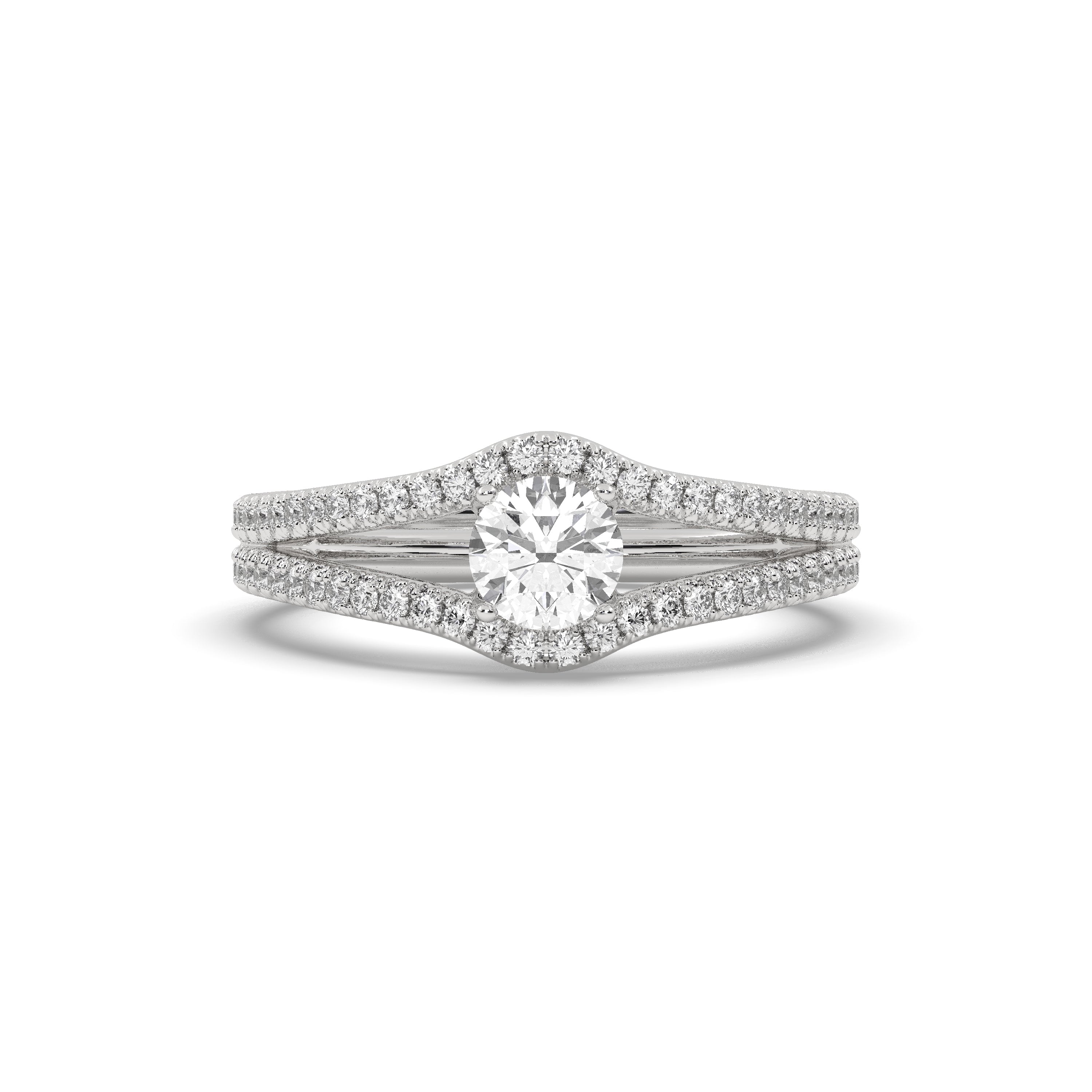 White Gold Studded 0.674 Carat Lab Grown Diamond Ring-F Color VS1 Clarity.