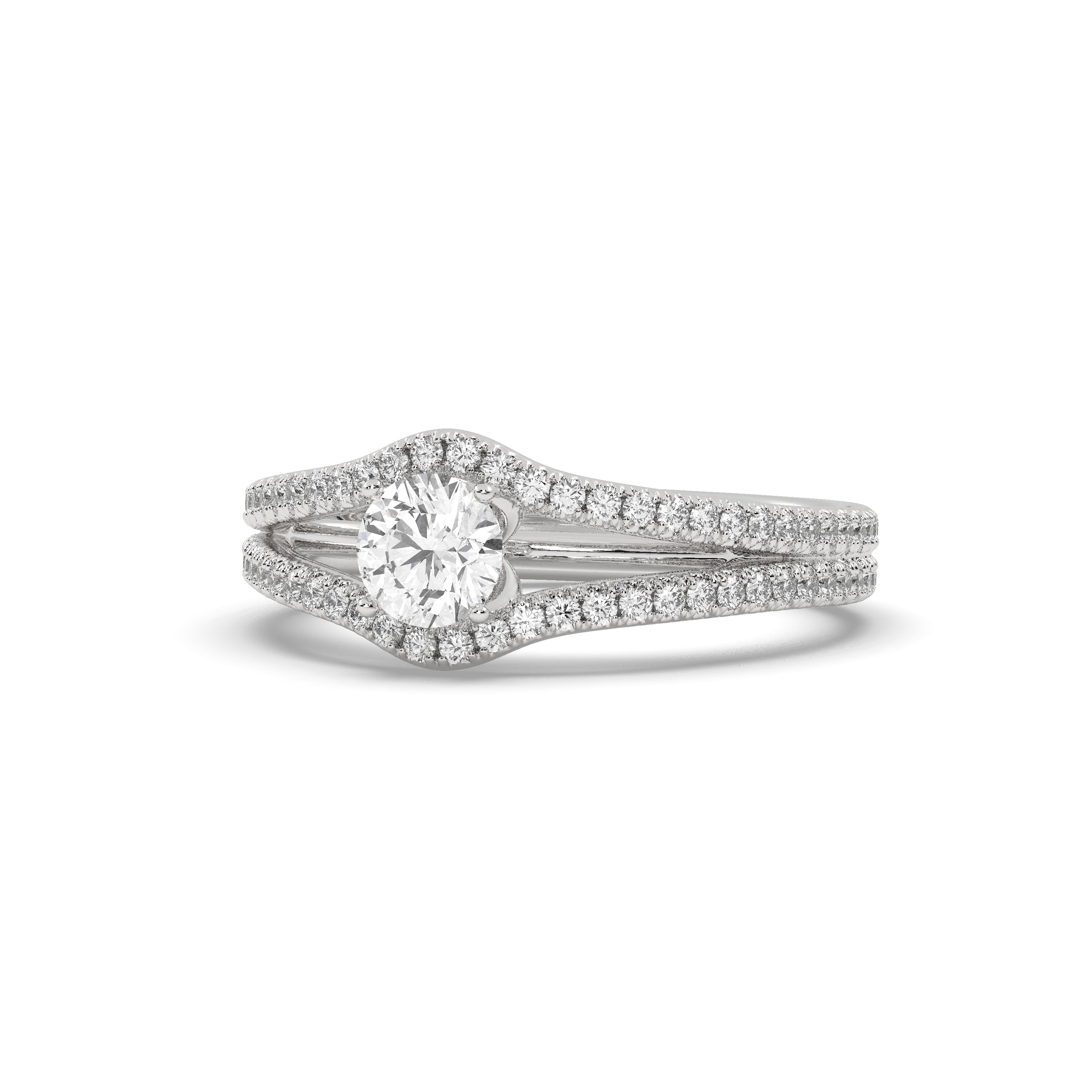 White Gold Studded 0.674 Carat Lab Grown Diamond Ring-F Color VS1 Clarity.