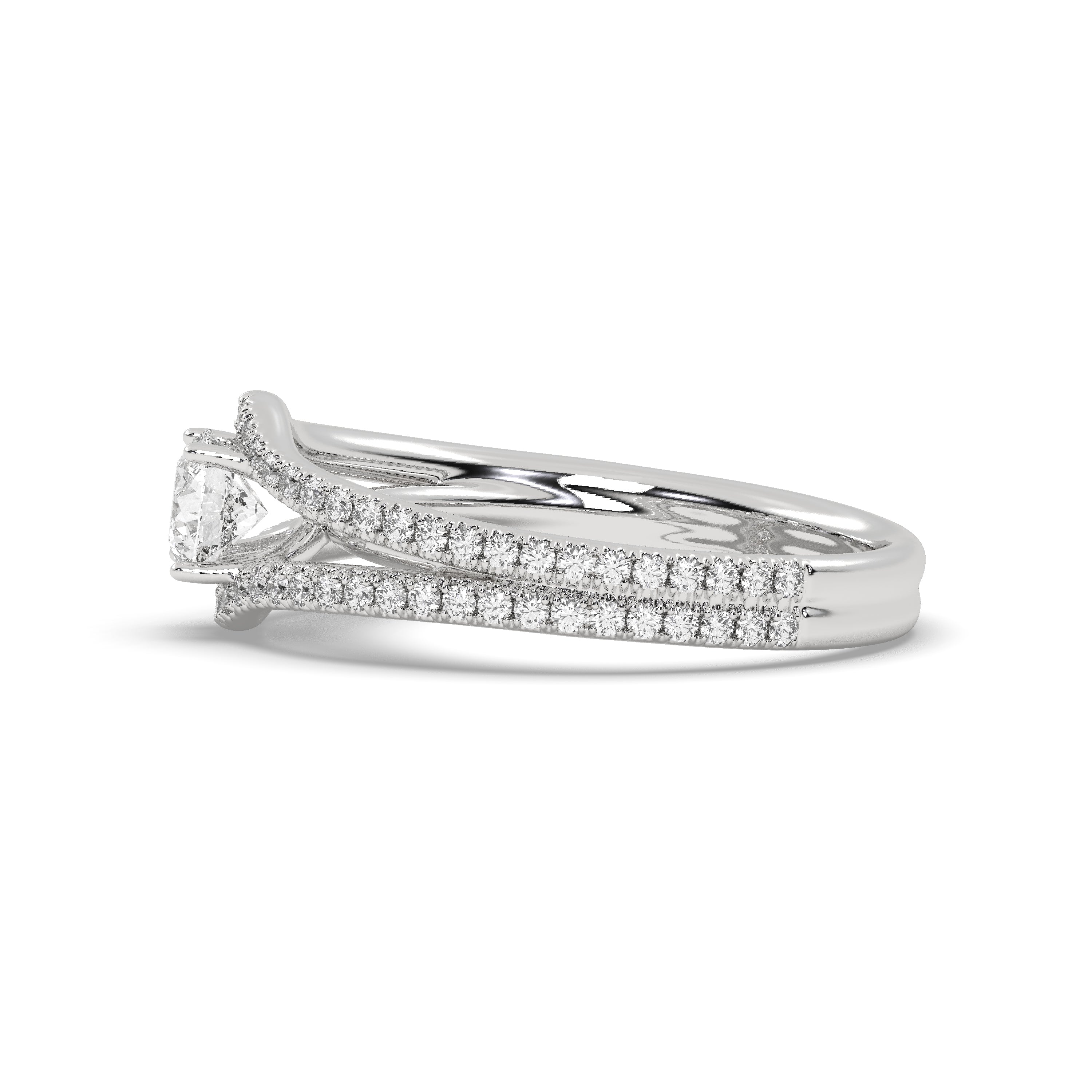 White Gold Studded 0.674 Carat Lab Grown Diamond Ring-F Color VS1 Clarity.