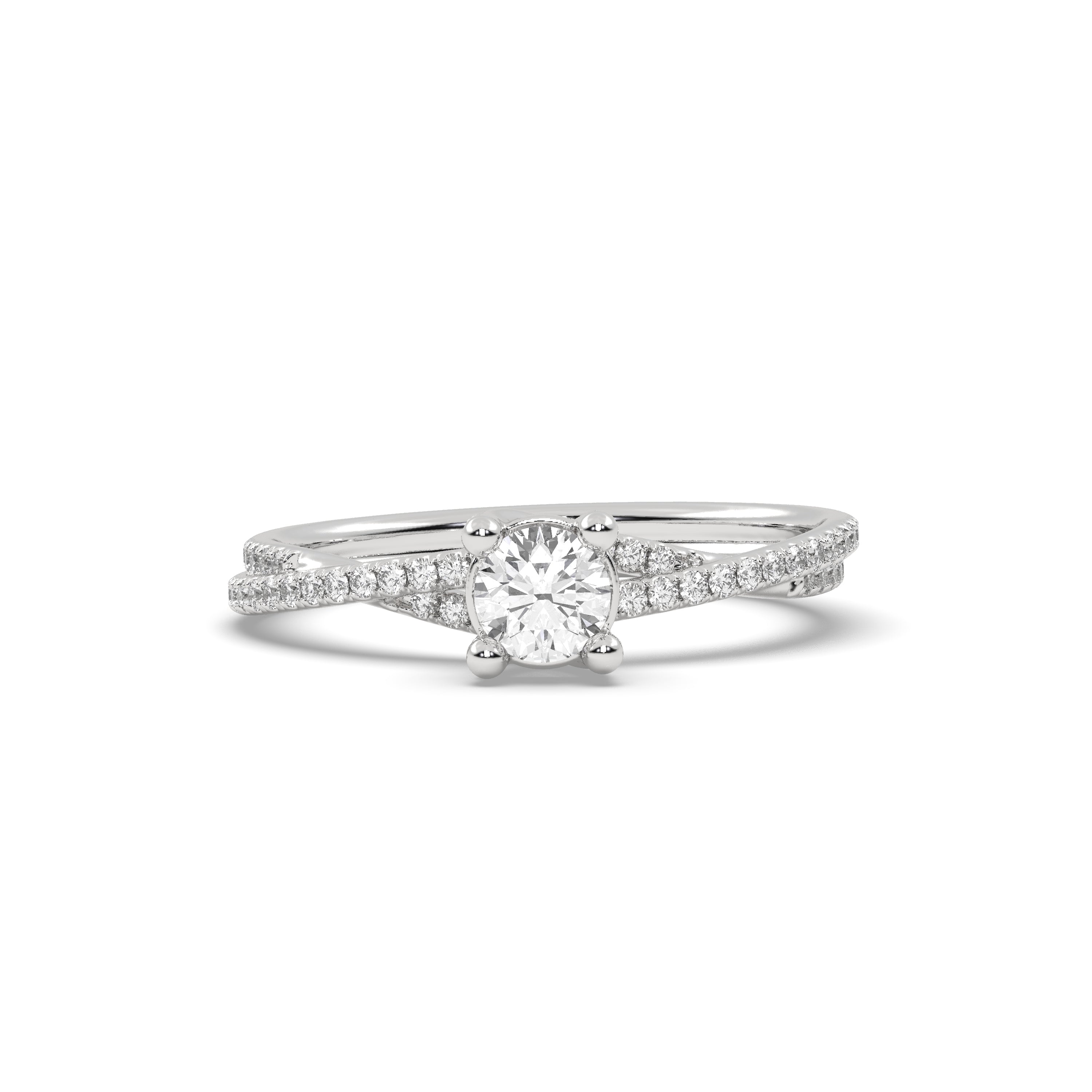 White Gold Studded 1.09 Carat Lab Grown Diamond Ring-G Color VS2 Clarity.