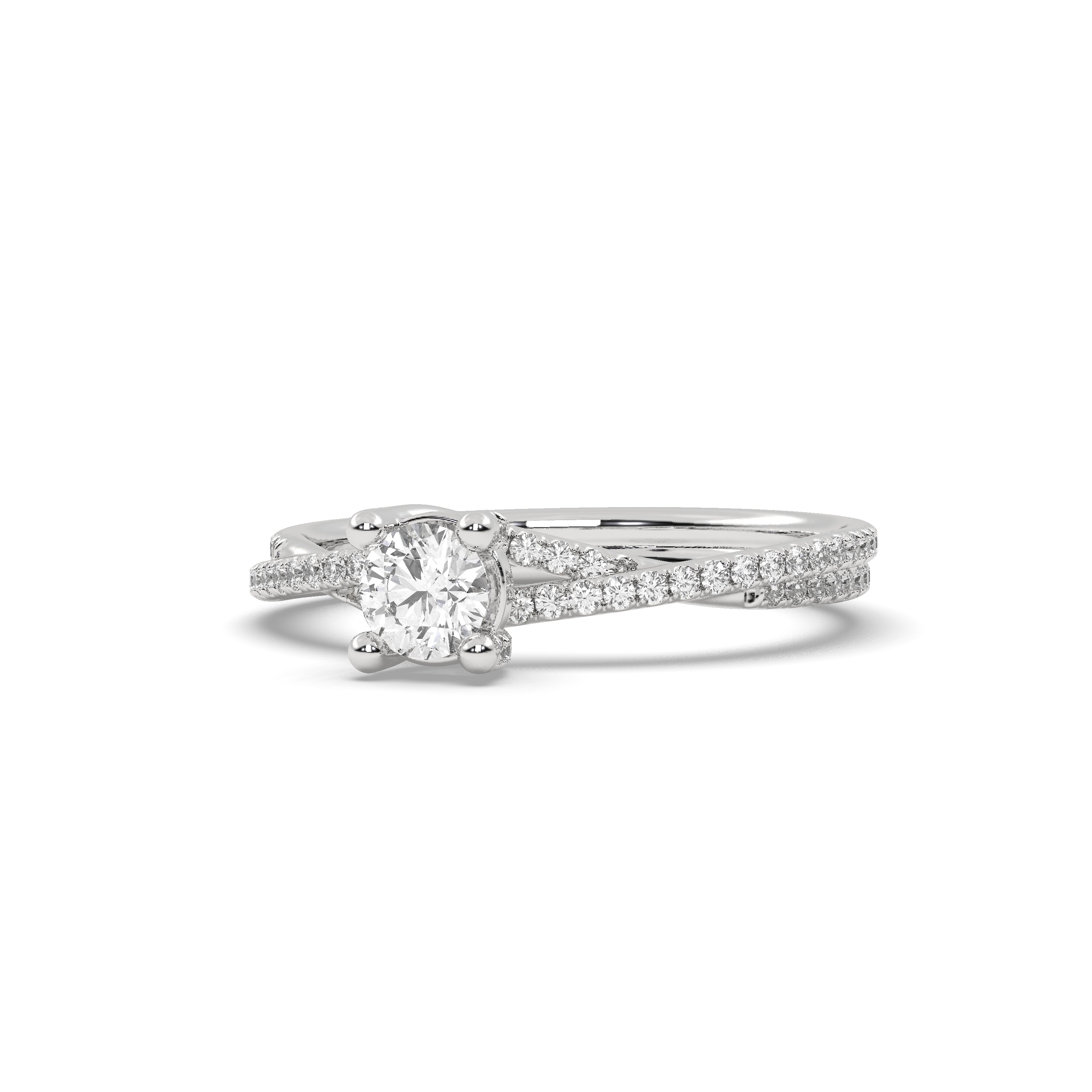White Gold Studded 1.09 Carat Lab Grown Diamond Ring-G Color VS2 Clarity.