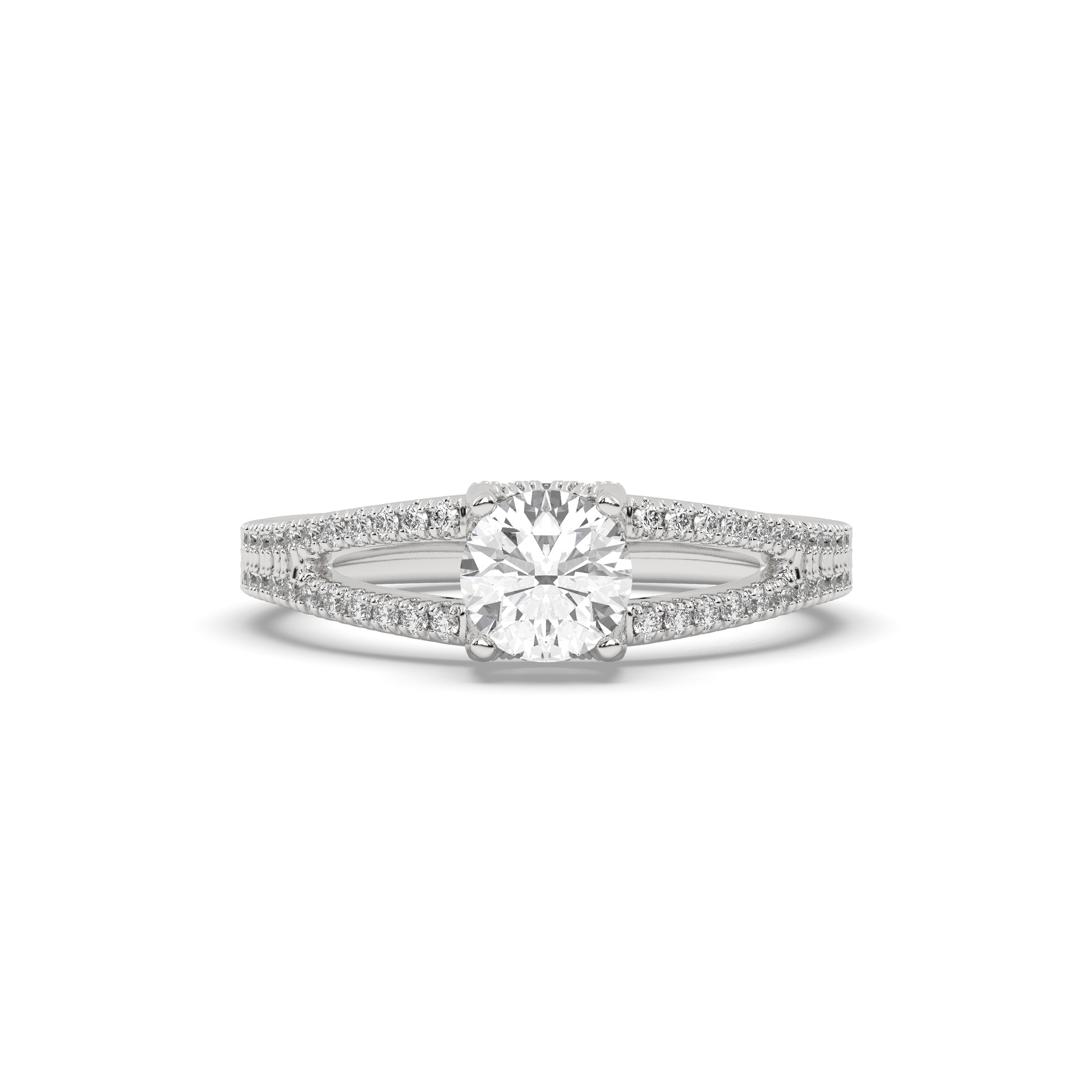 White Gold Studded 0.914 Carat Lab Grown Diamond Ring-E Color VVS2 Clarity.