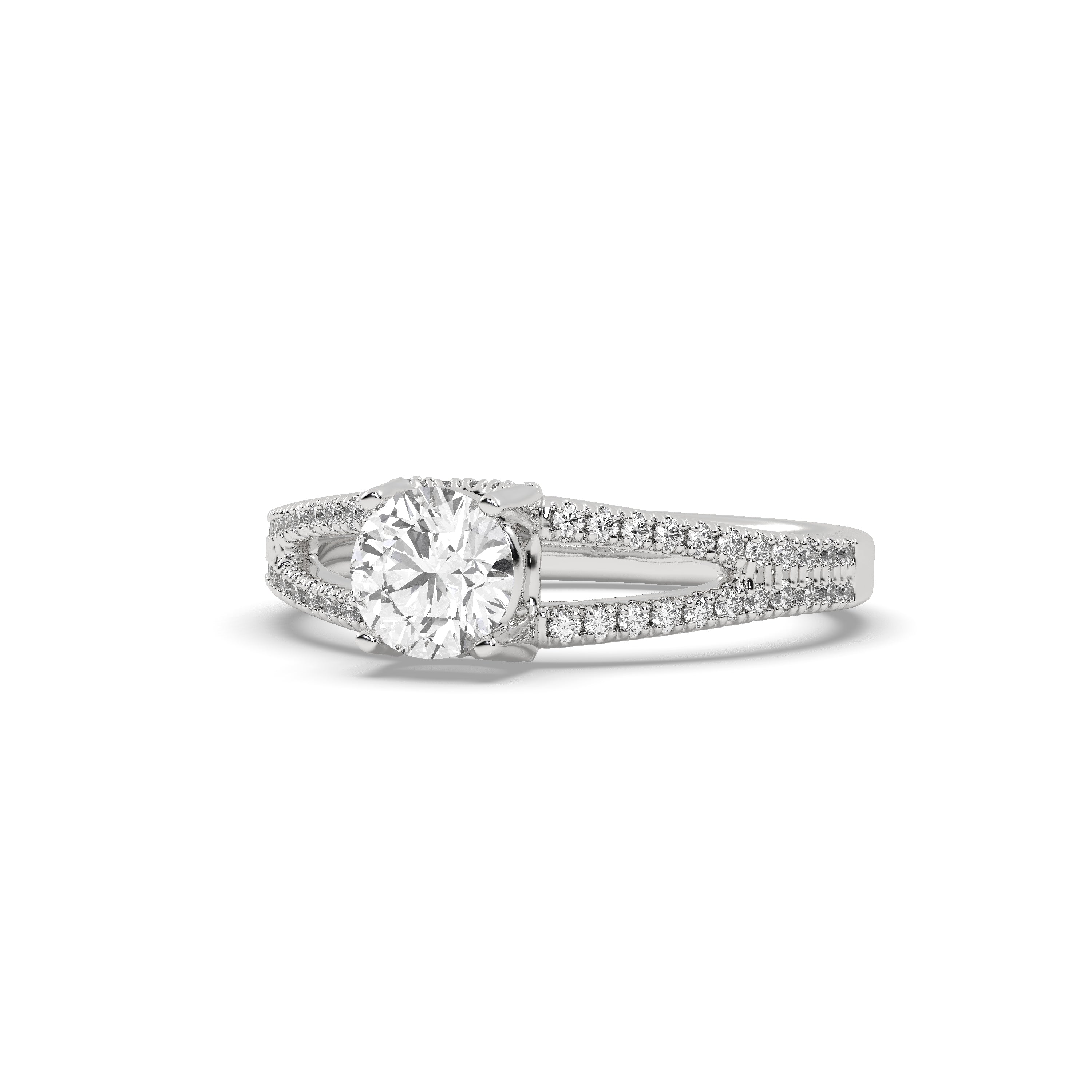 White Gold Studded 0.914 Carat Lab Grown Diamond Ring-E Color VVS2 Clarity.