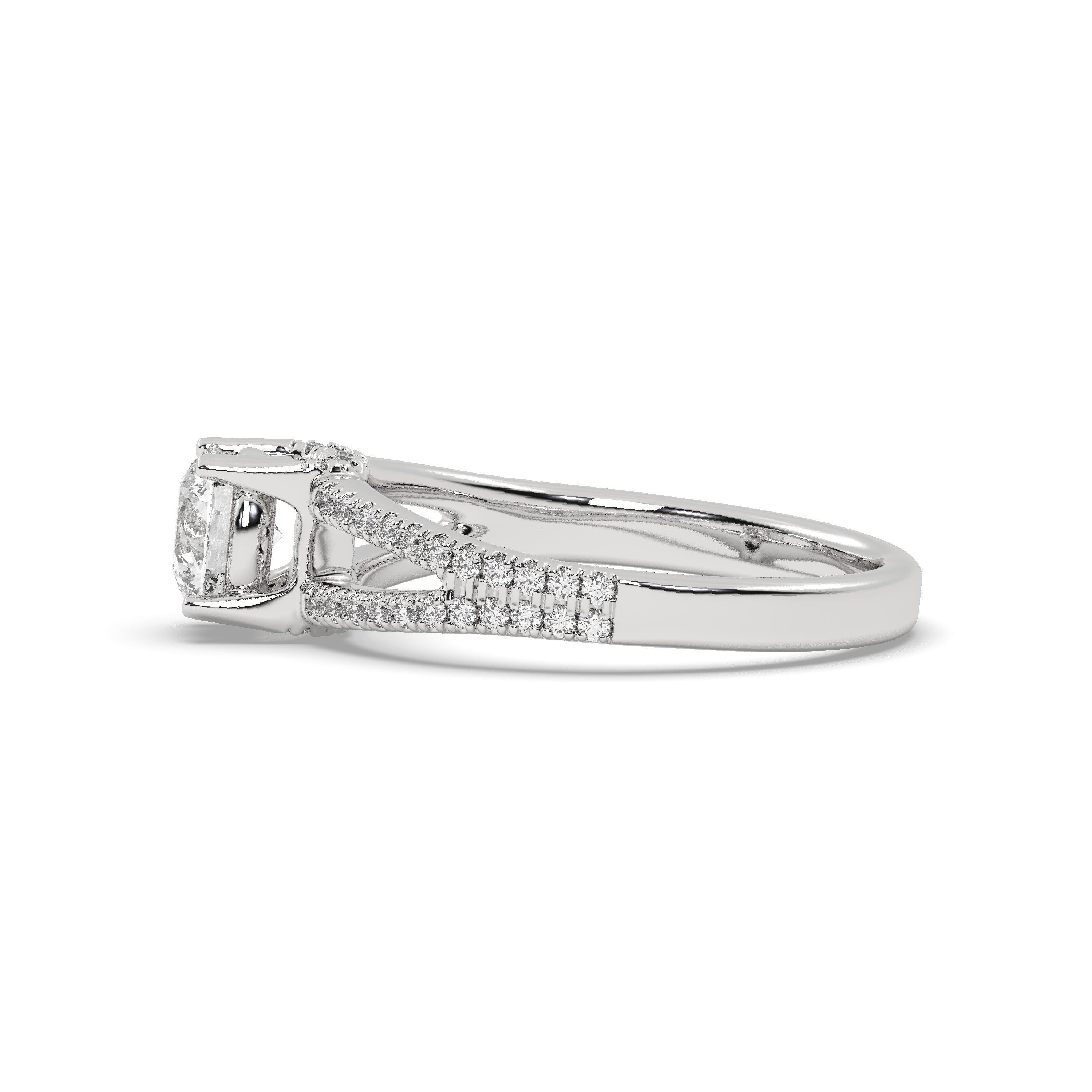 White Gold Studded 0.914 Carat Lab Grown Diamond Ring-E Color VVS2 Clarity.