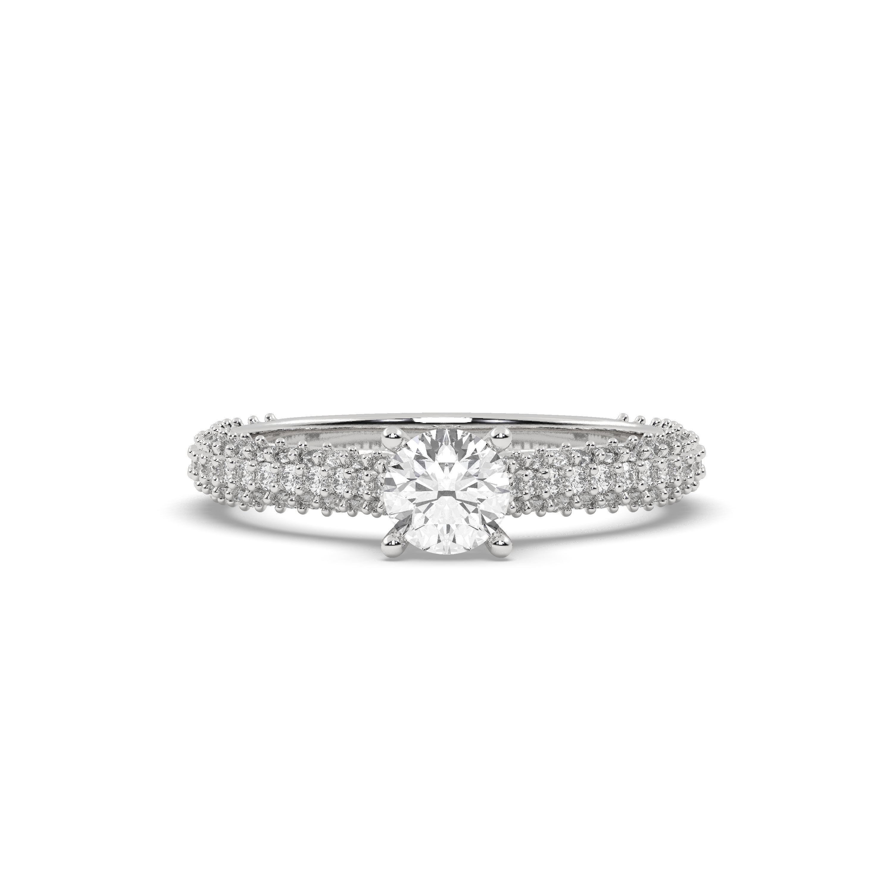 White Gold Studded 1.454 Carat Lab Grown Diamond Ring-F Color VS1 Clarity.