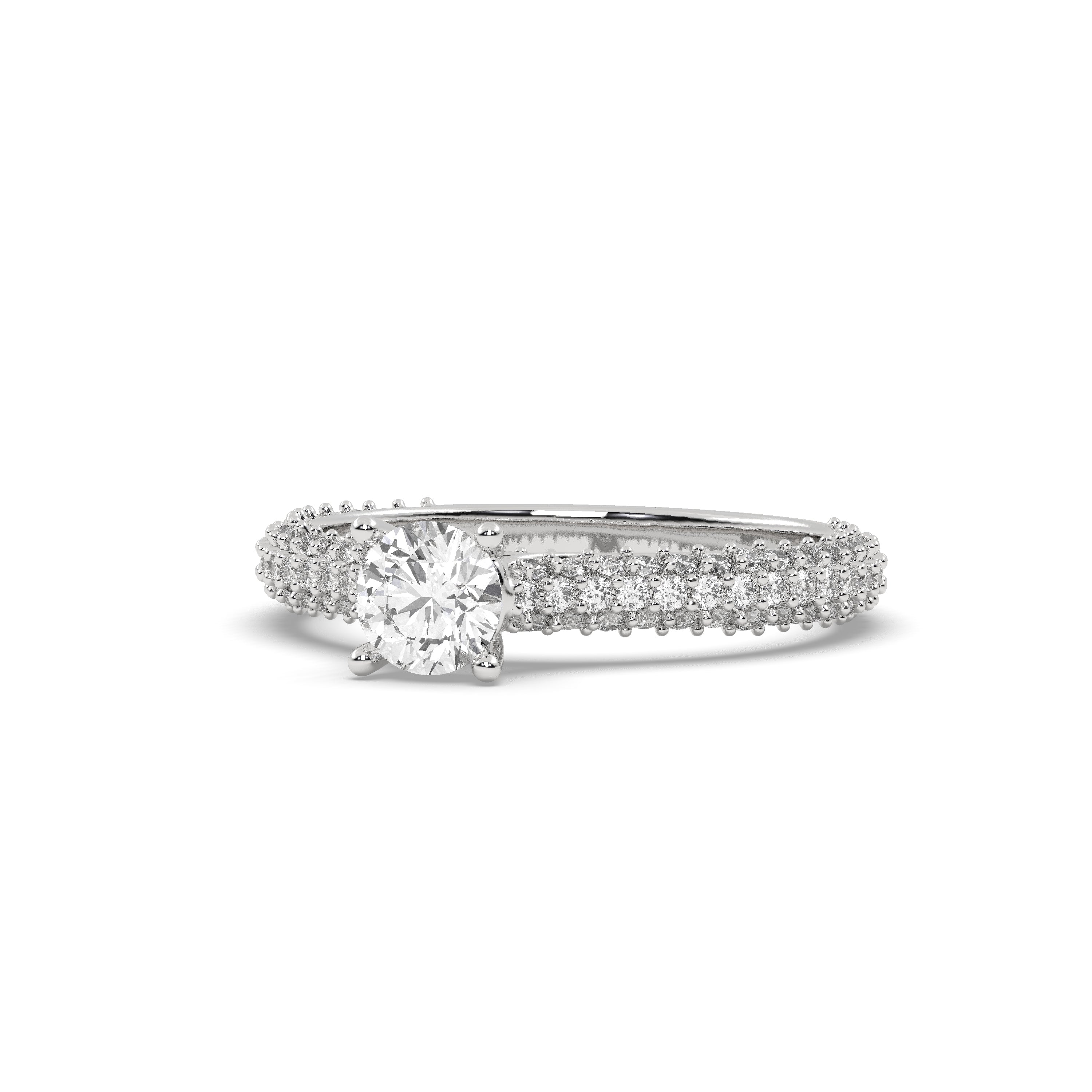 White Gold Studded 1.454 Carat Lab Grown Diamond Ring-F Color VS1 Clarity.