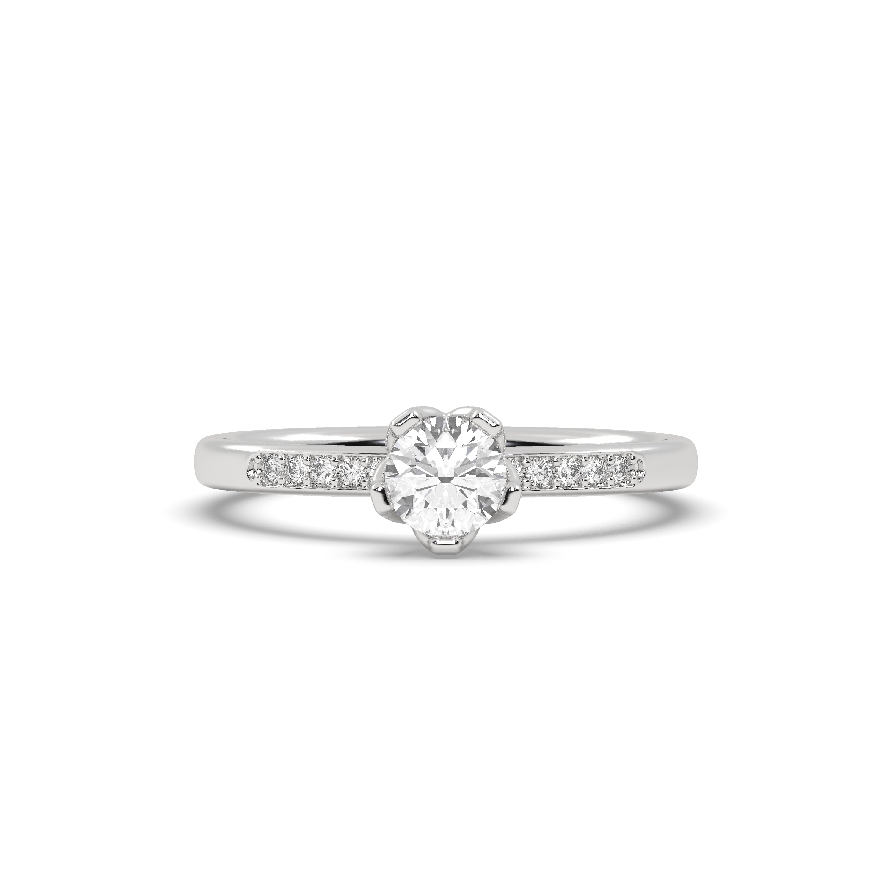 White Gold Studded 0.71 Carat Lab Grown Diamond Ring-F Color VS2 Clarity.