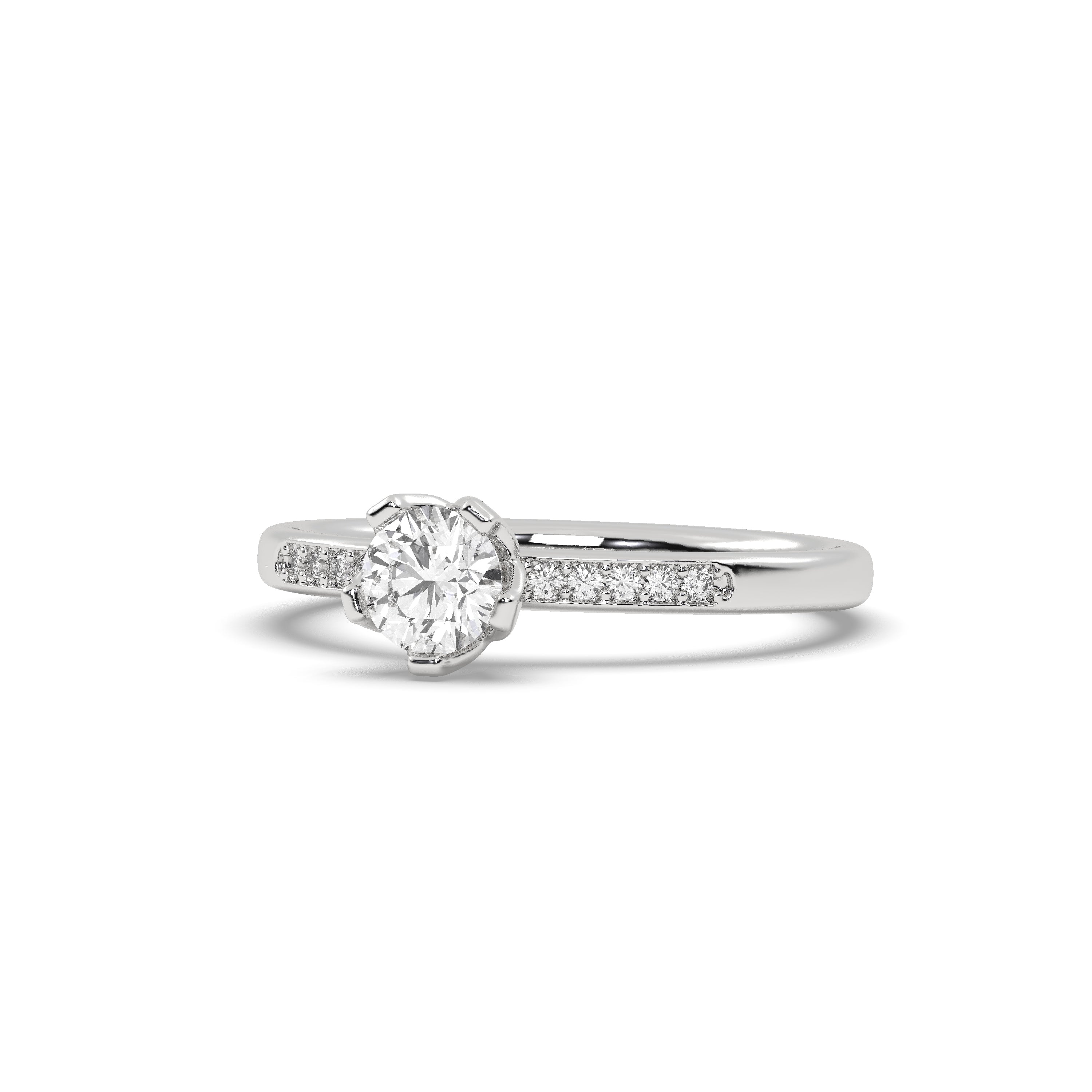 White Gold Studded 0.71 Carat Lab Grown Diamond Ring-F Color VS2 Clarity.