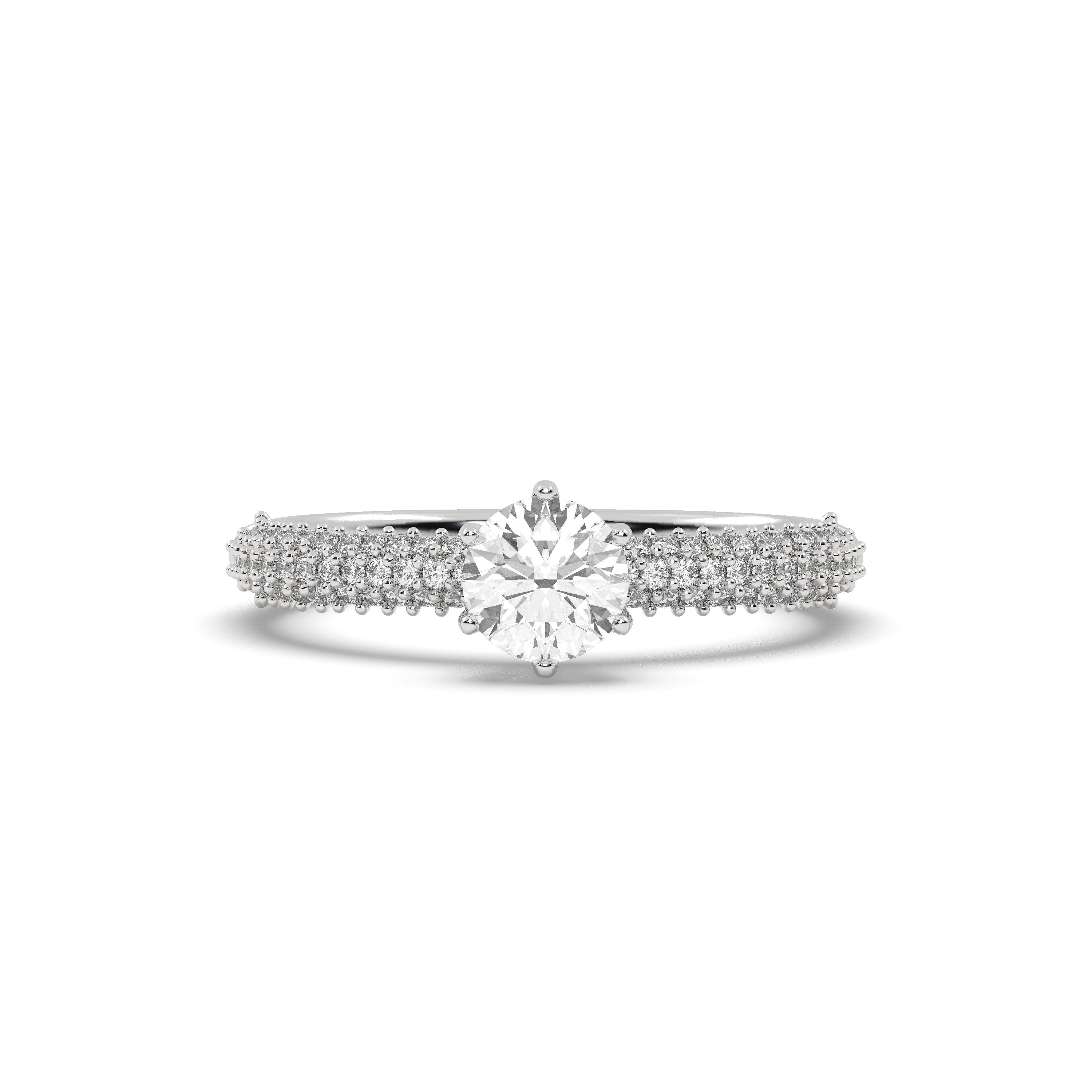 White Gold Studded 1.0242 Carat Lab Grown Diamond Ring-G Color VS1 Clarity.
