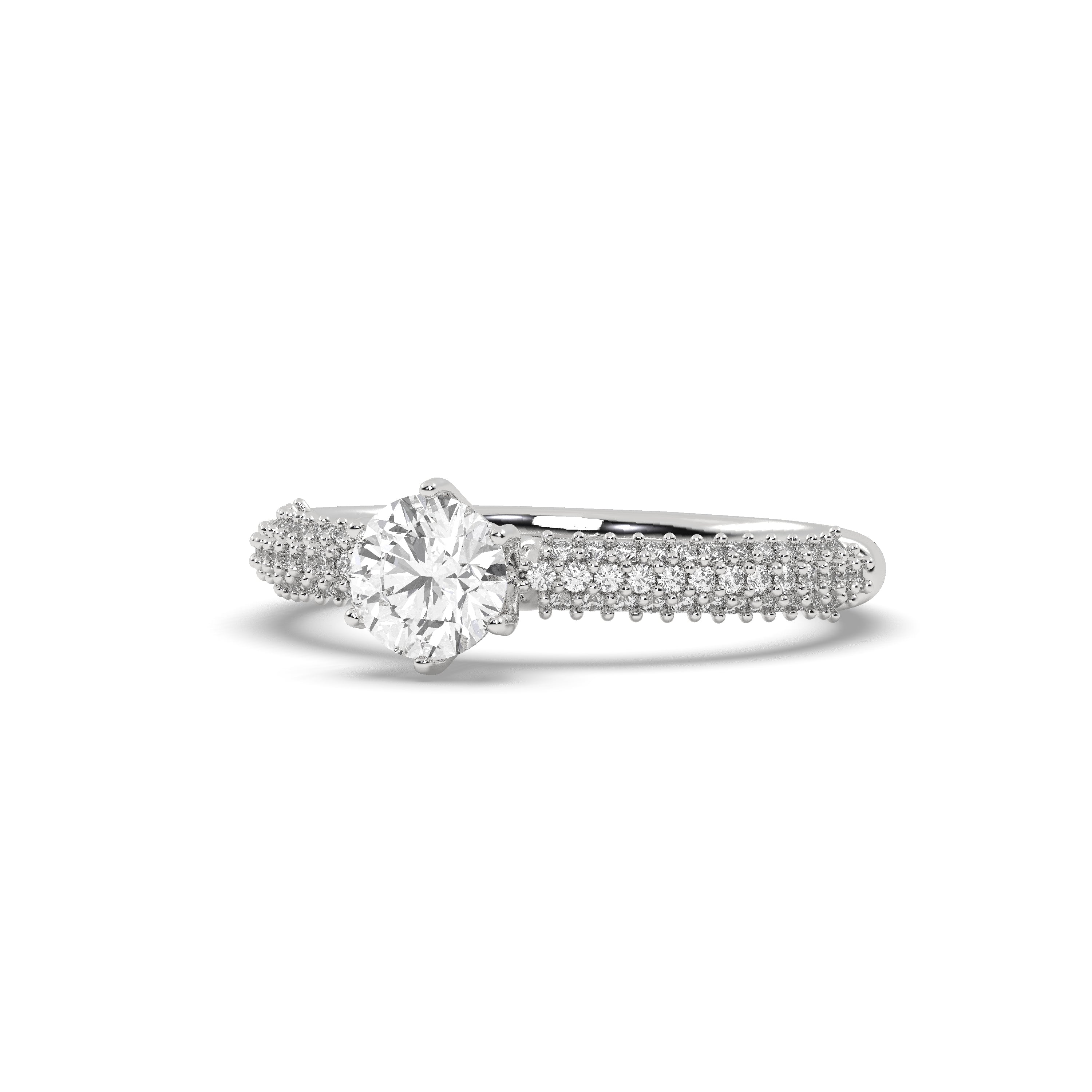 White Gold Studded 1.0242 Carat Lab Grown Diamond Ring-G Color VS1 Clarity.