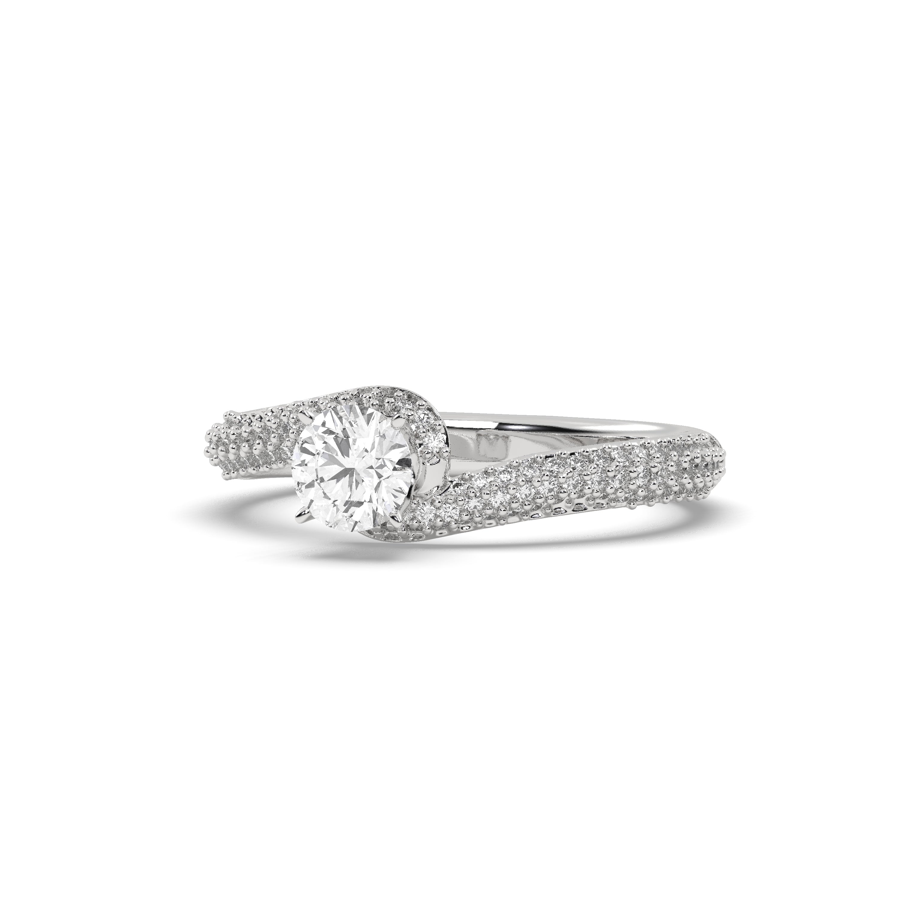 White Gold Studded 1.18 Carat Lab Grown Diamond Ring-E Color VS1 Clarity.