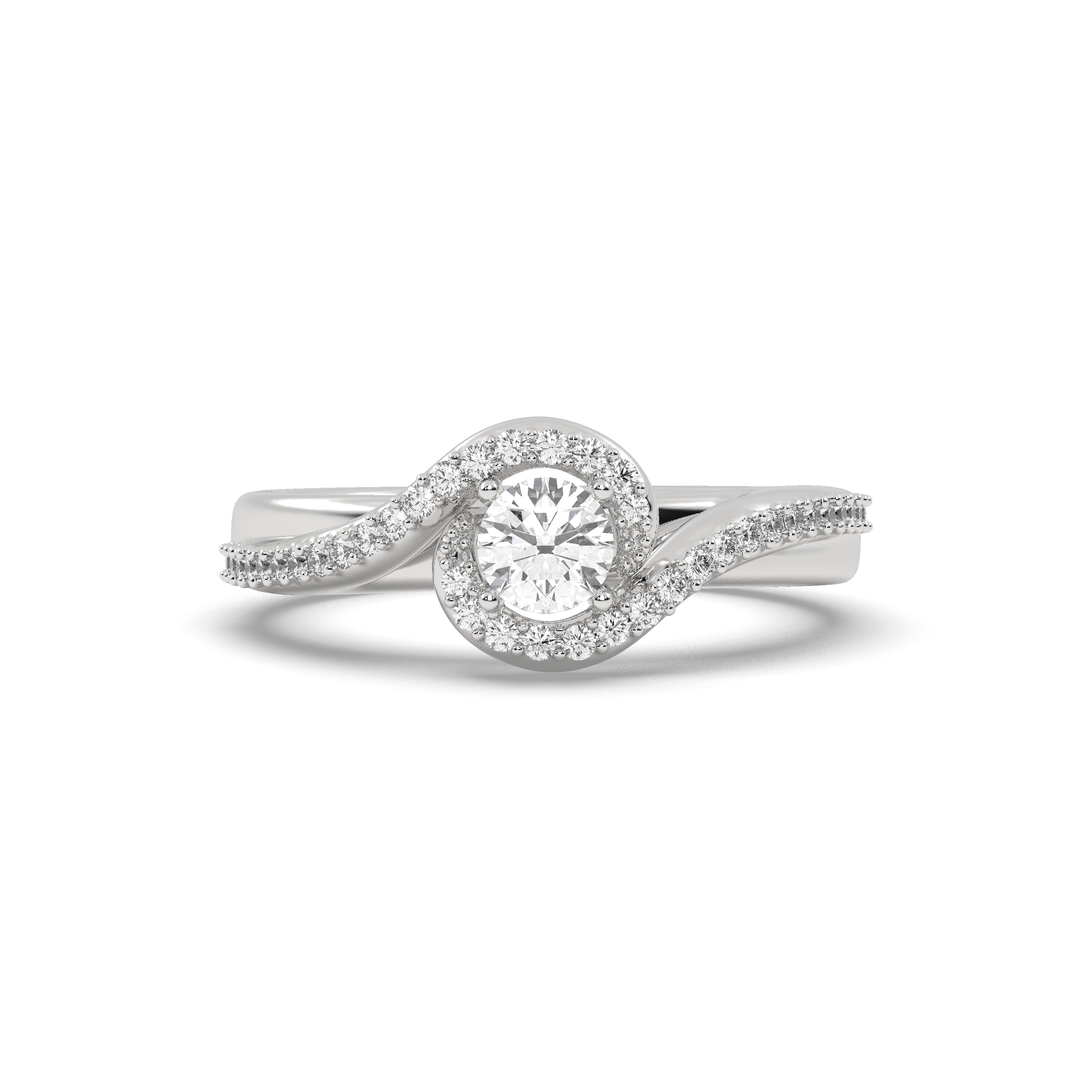White Gold Studded 0.898 Carat Lab Grown Diamond Ring-F Color VVS2 Clarity.
