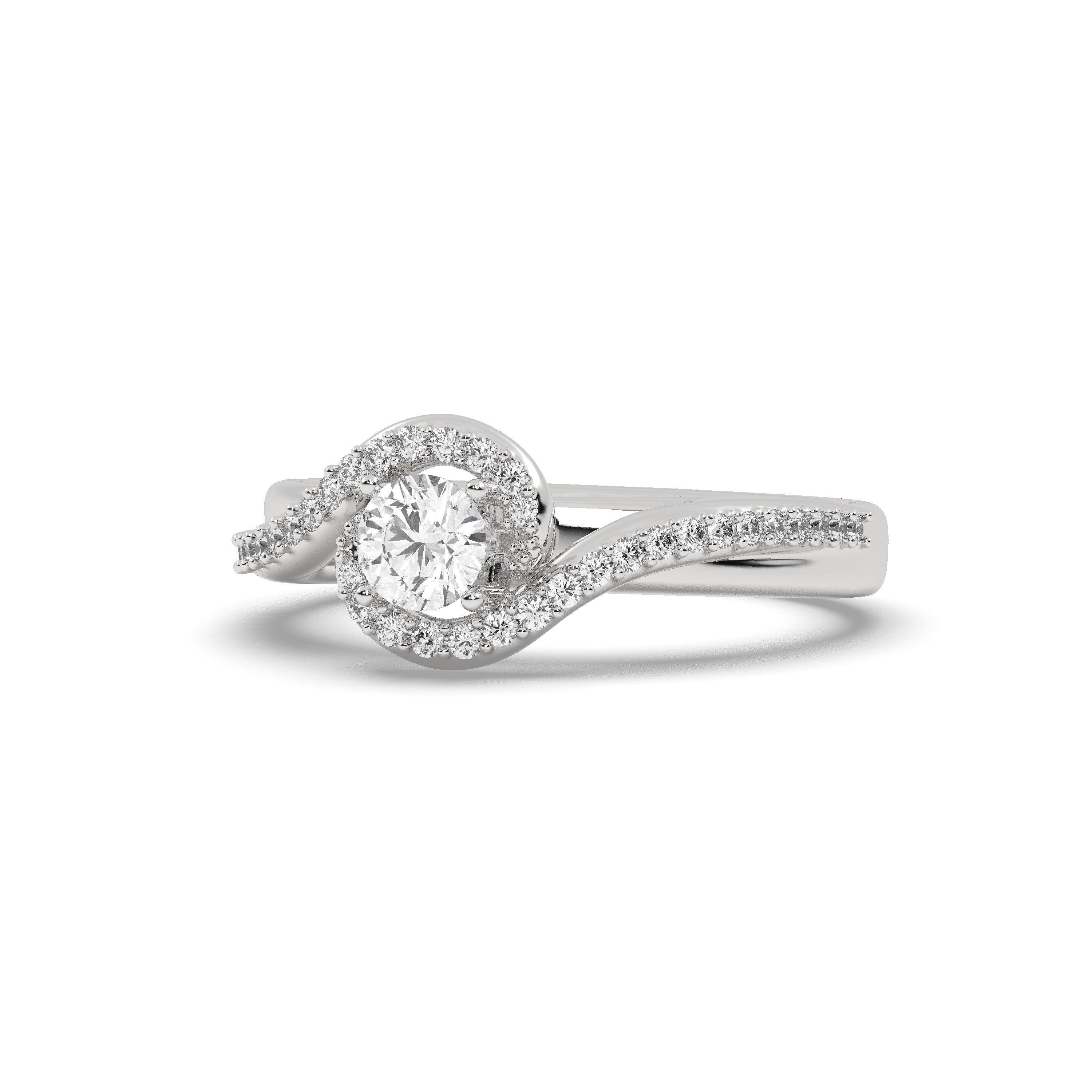 White Gold Studded 0.898 Carat Lab Grown Diamond Ring-F Color VVS2 Clarity.
