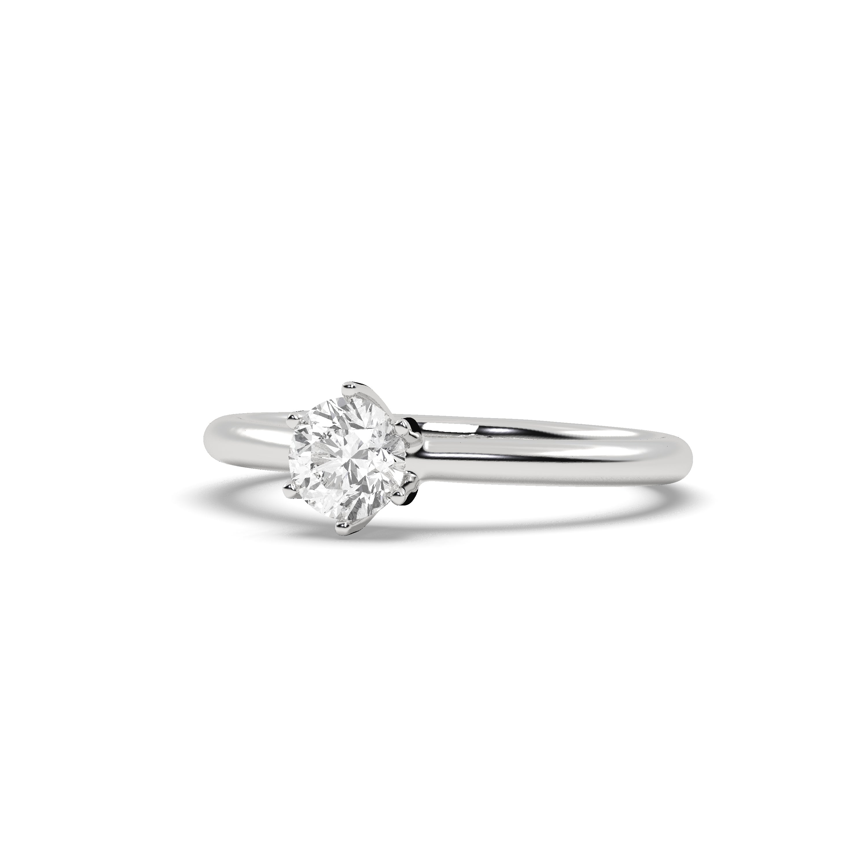 White Gold Studded 0.61 Carat Lab Grown Diamond Ring-E Color VS2 Clarity.