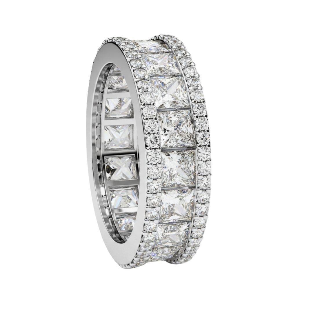 Luxury 3.54 Carat Round & Princess Lab Diamond Eternity Ring