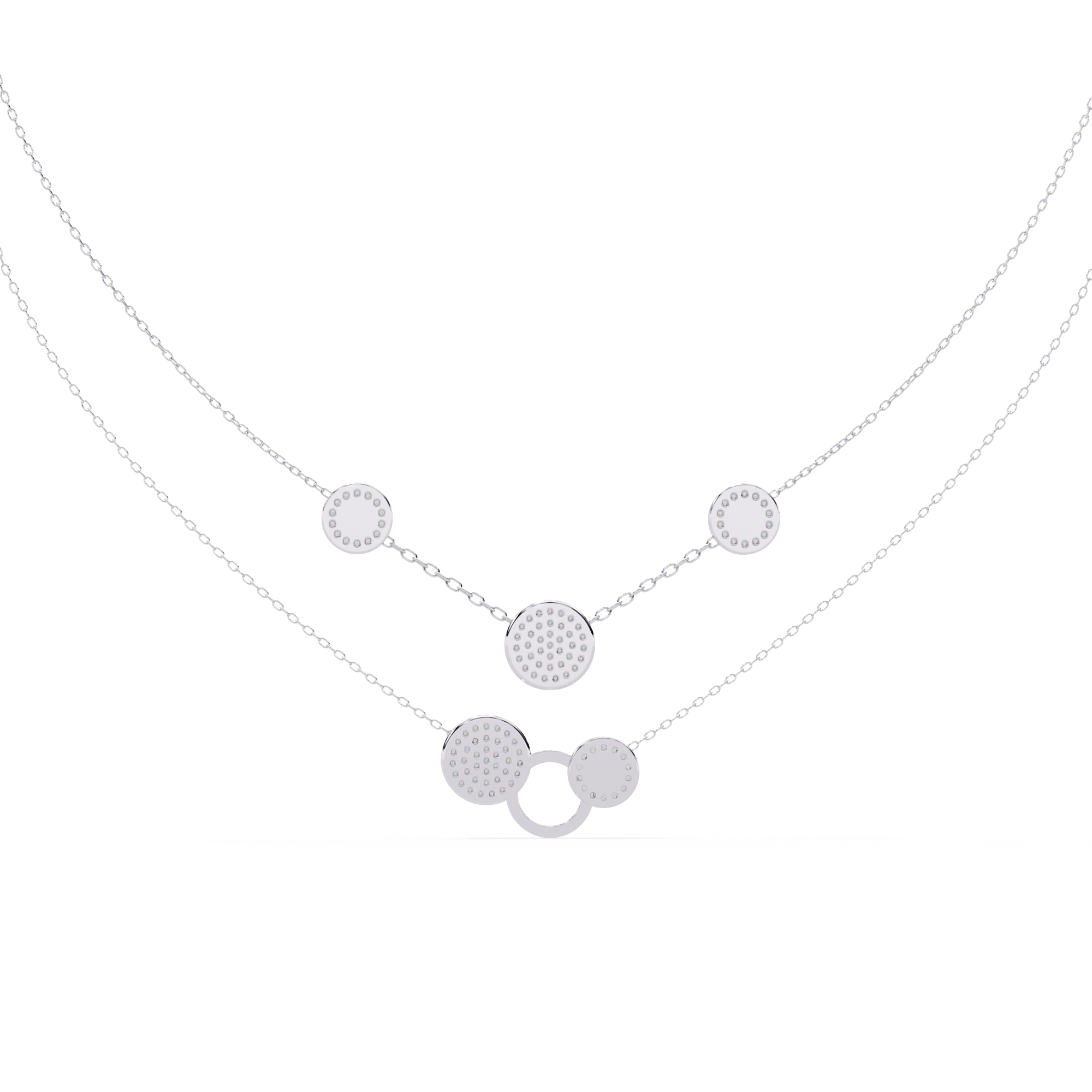 Solitairekart 0.44ct Layered Circle Natural Diamond Necklace-HI Color, VS-SI Clarity