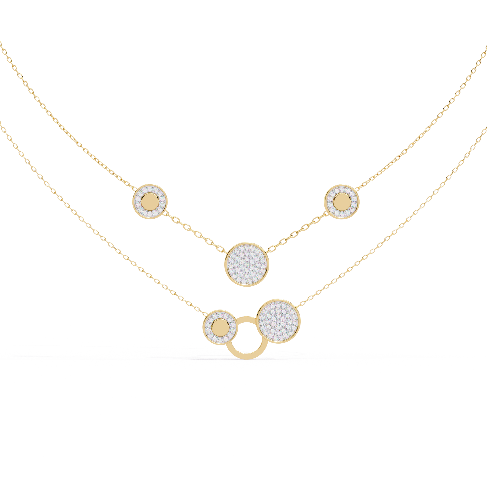 Solitairekart 0.44ct Layered Circle Lab Grown Diamond Necklace