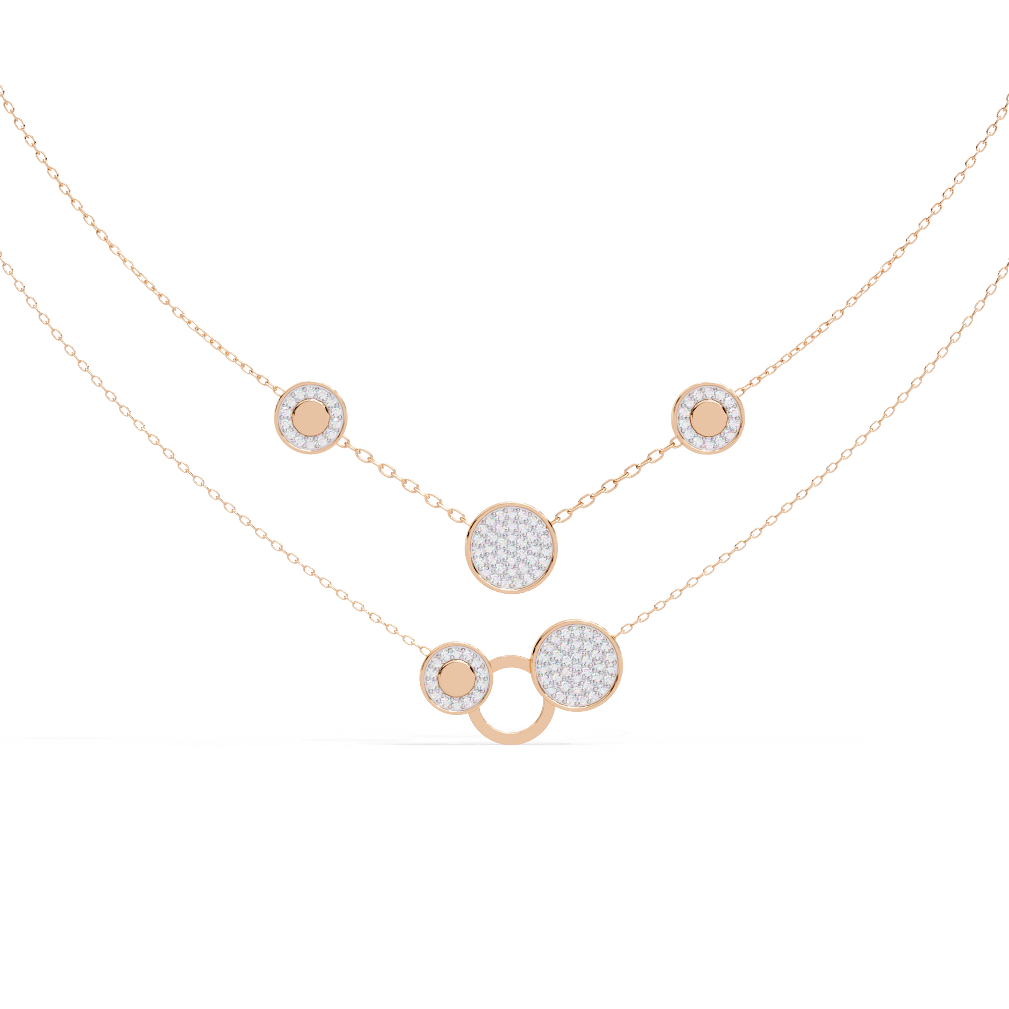 Solitairekart 0.44ct Layered Circle Natural Diamond Necklace-HI Color, VS-SI Clarity
