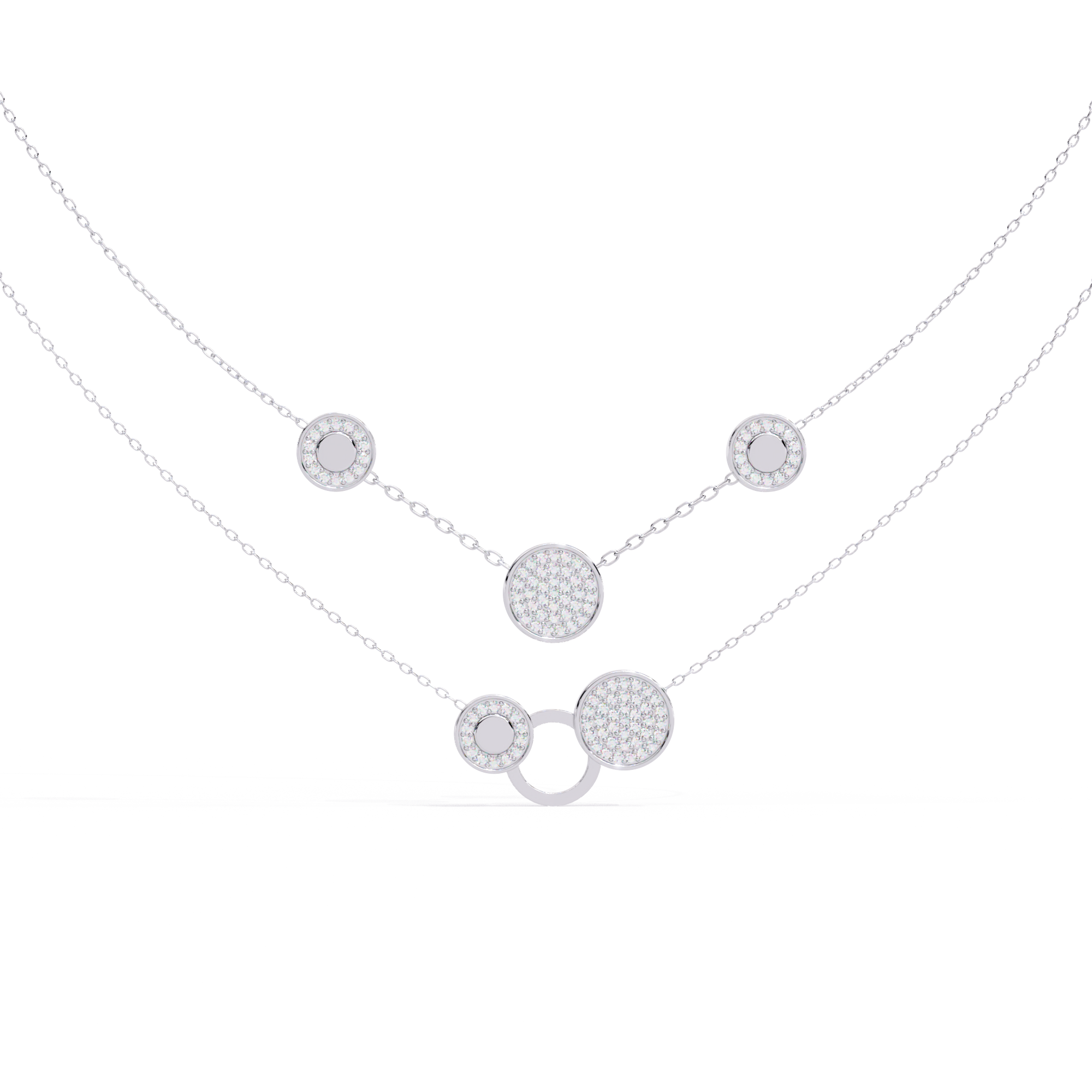 Solitairekart 0.44ct Layered Circle Natural Diamond Necklace-HI Color, VS-SI Clarity