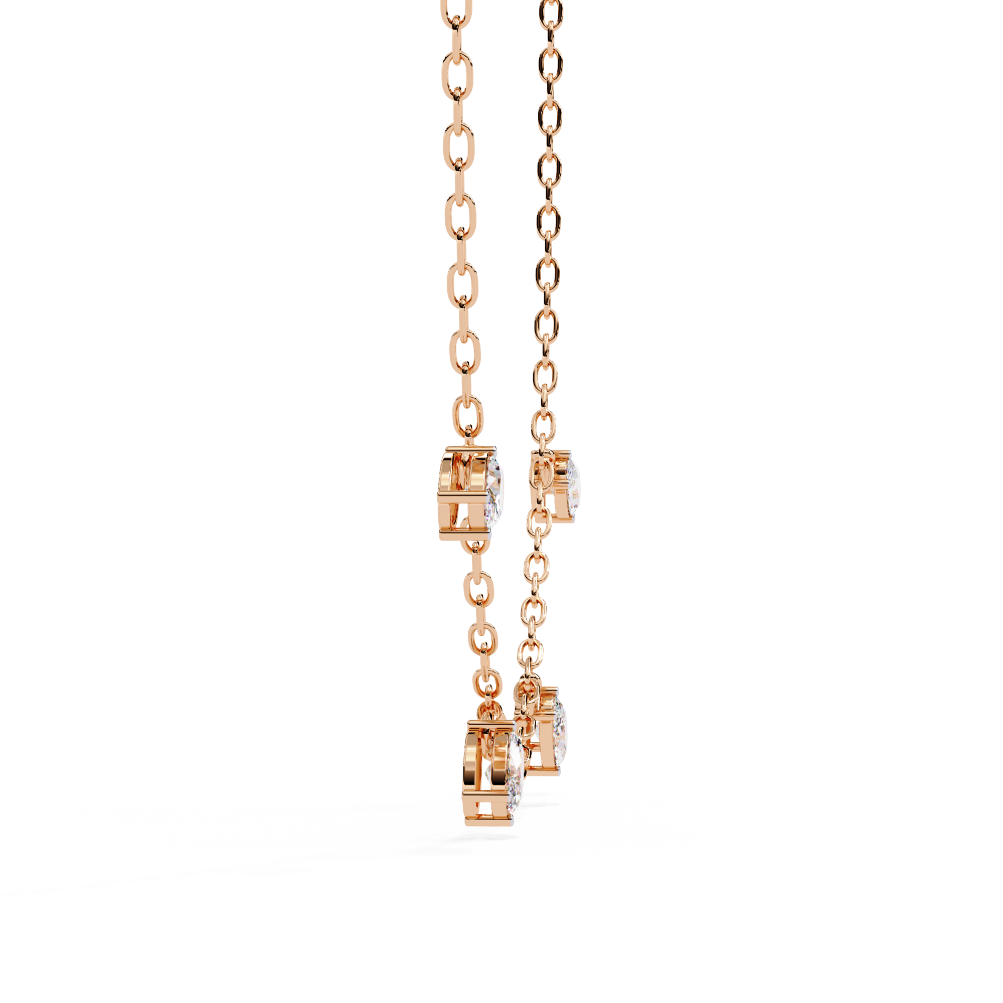Solitairekart 1.45ct Four Bezel Set Oval Cut Lab Grown Diamond Necklace